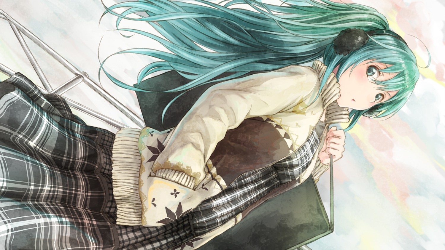 Anime Anime Girls Hatsune Miku Blue Hair Long Hair Vocaloid Cyan Hair 1500x844