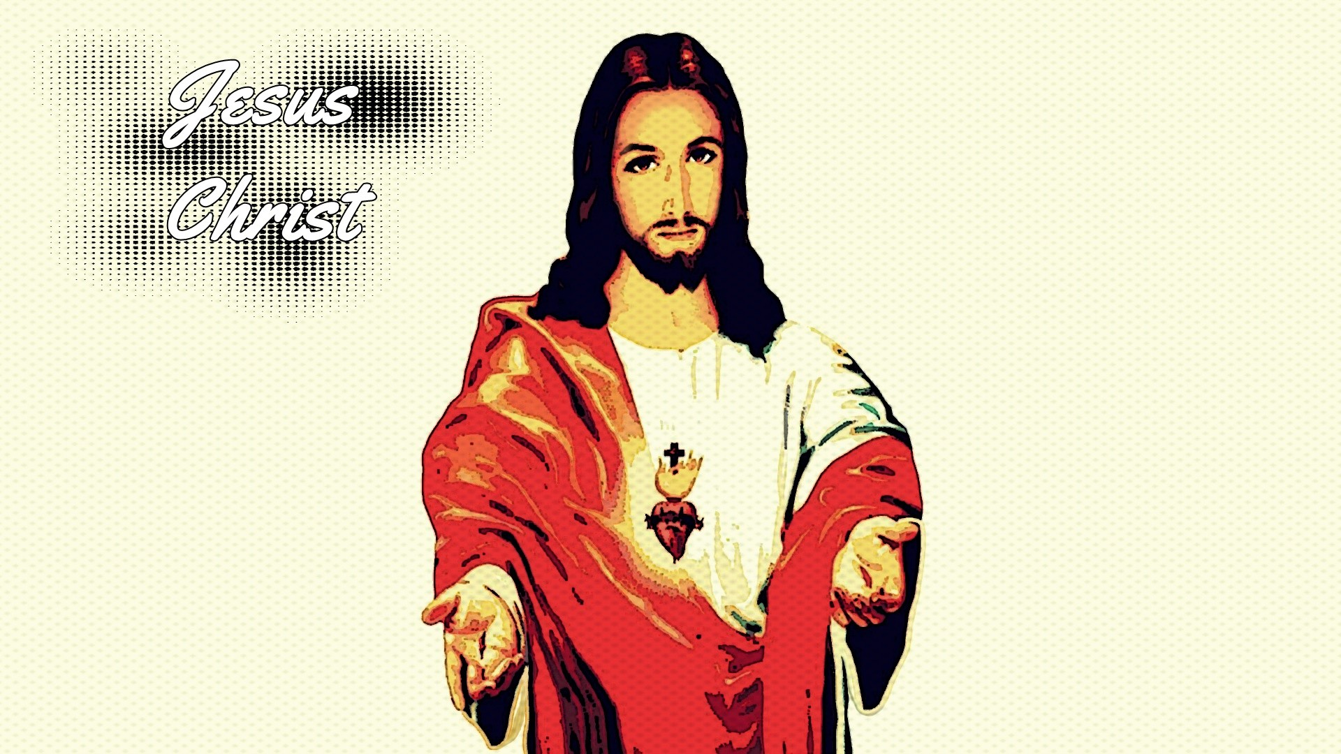 Jesus Christ Christianity Pop Art Heart 1920x1080