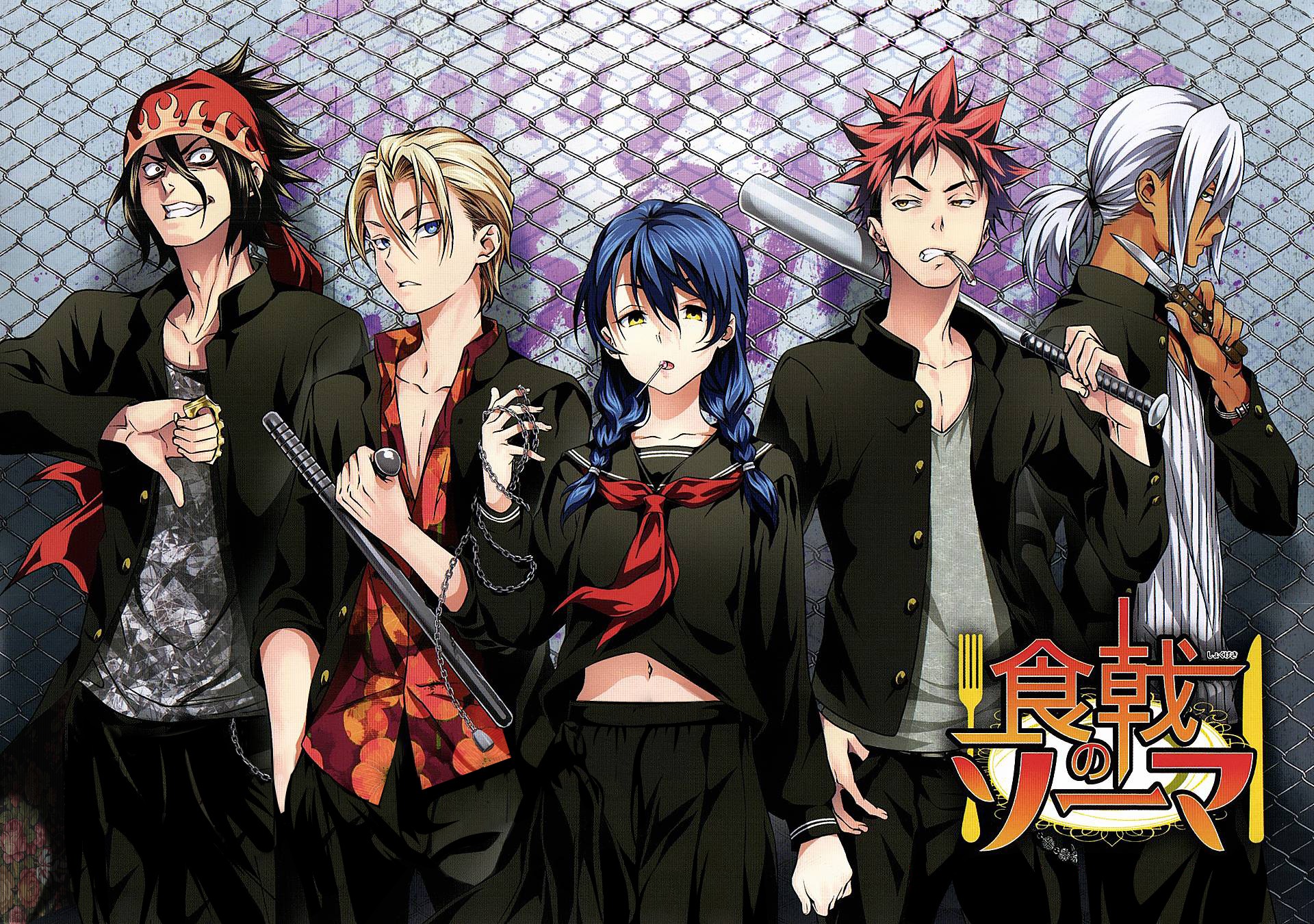 Shokugeki No Souma Yukihira Soma Tadokoro Megumi Hayama Akira Aldini Takumi Kurokiba Ryo Anime 1920x1350