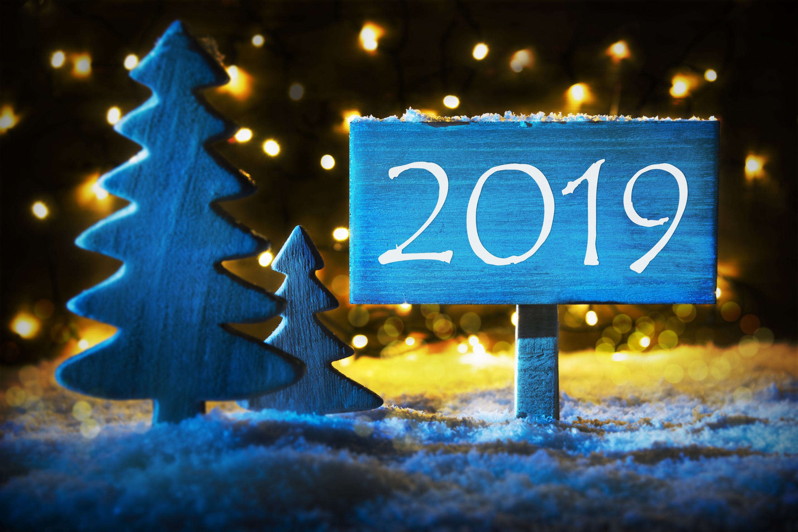 2019 Year Numbers Lights Sign Christmas New Year 2560x1709