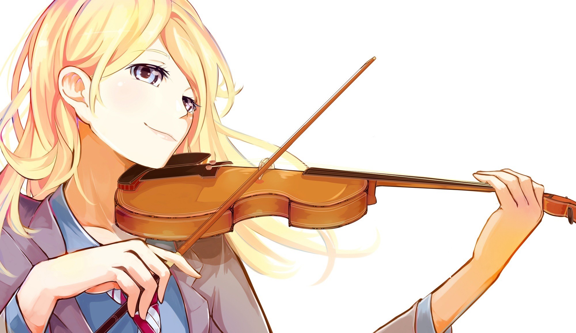 Anime Girls Anime Shigatsu Wa Kimi No Uso Miyazono Kaori Blonde Violin Musical Instrument School Uni 2000x1156