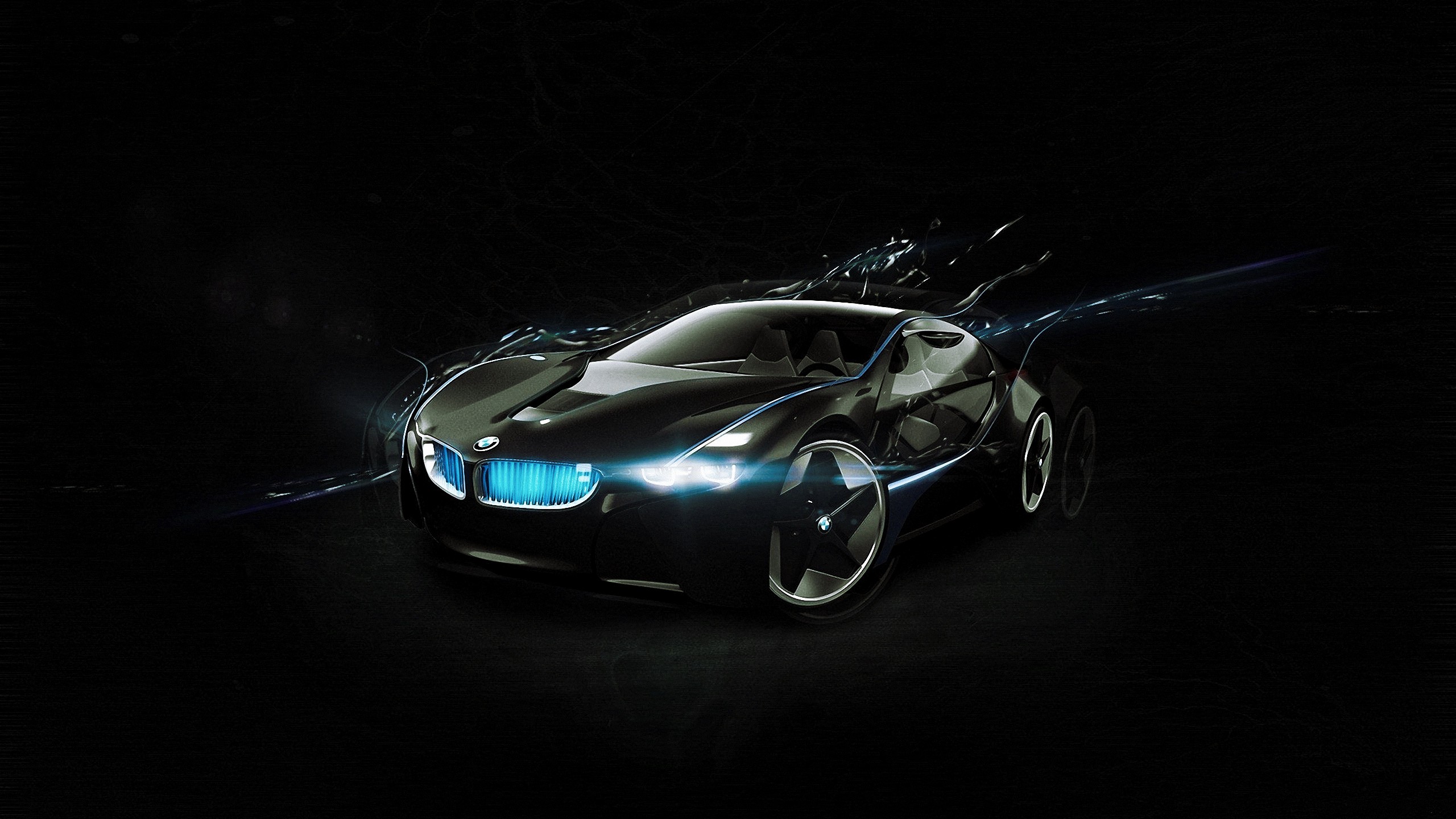 Car Vehicle Digital Art Simple Background Black Background BMW Cyan BMW I8 BMW Vision 2560x1440