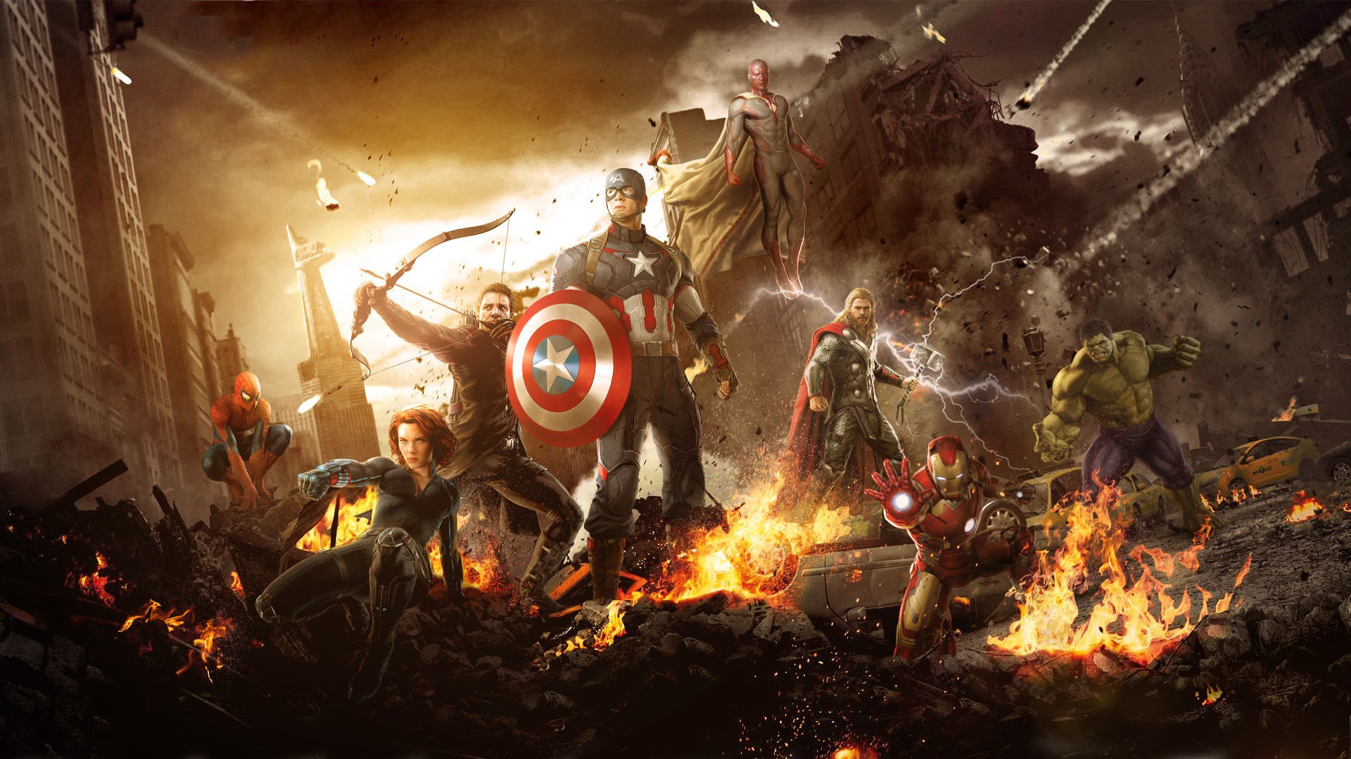 The Avengers Movies Iron Man Hulk Thor Scarlett Johansson Black Widow Hawkeye Captain America Spider 1920x1080