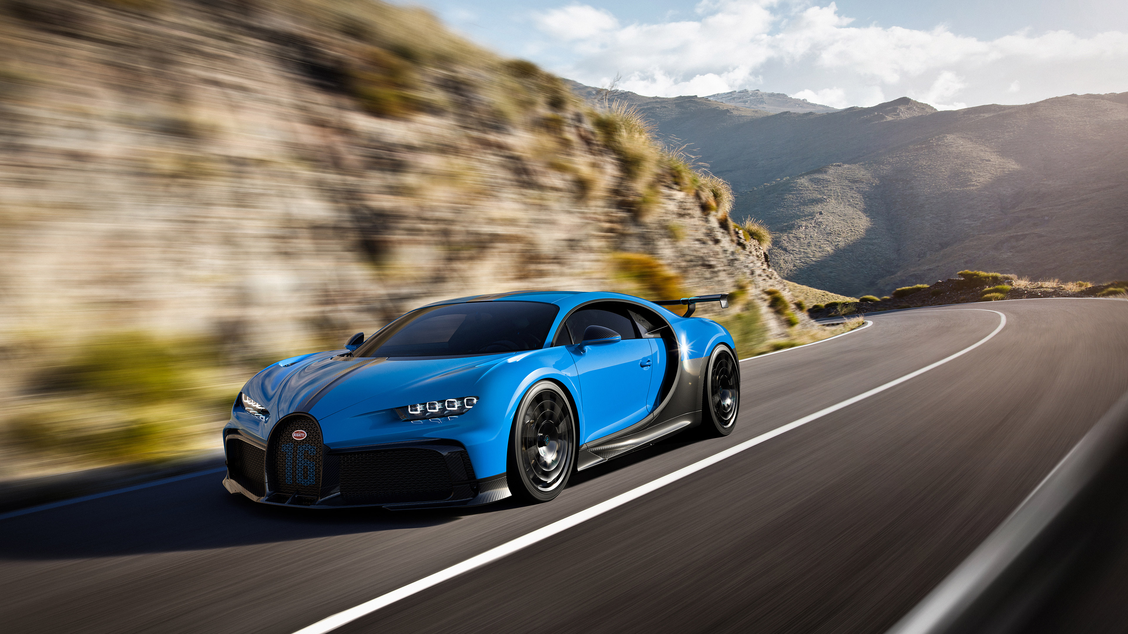 Bugatti Chiron Pur Sport Car Vehicle Supercars Road Motion Blur 3840x2160