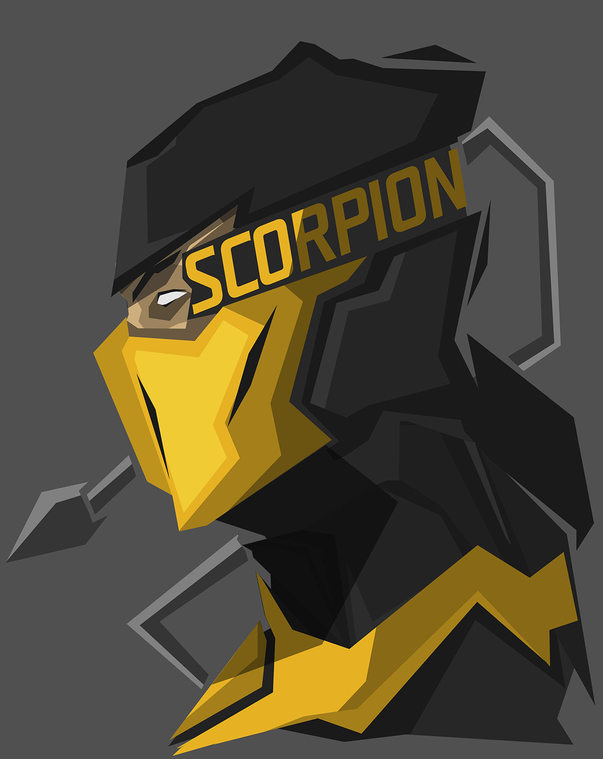 Scorpion Character Mortal Kombat Gray Background 1200x1510