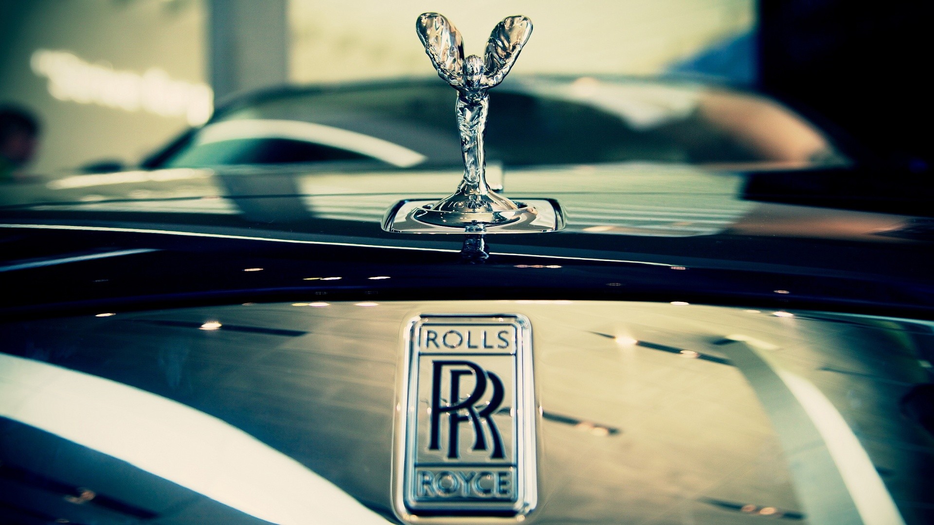 Car Rolls Royce Brand Closeup Logo Wings Luxury Cars Reflection 1920x1080