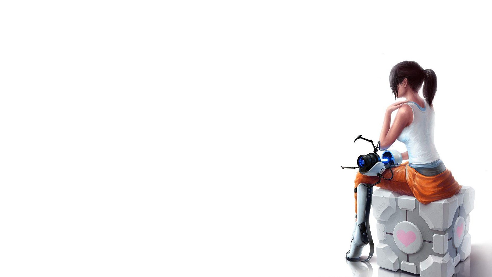 Chell Aperture Laboratories Companion Cube Portal Game Portal 2 Portal Gun Valve Corporation Video G 1920x1080