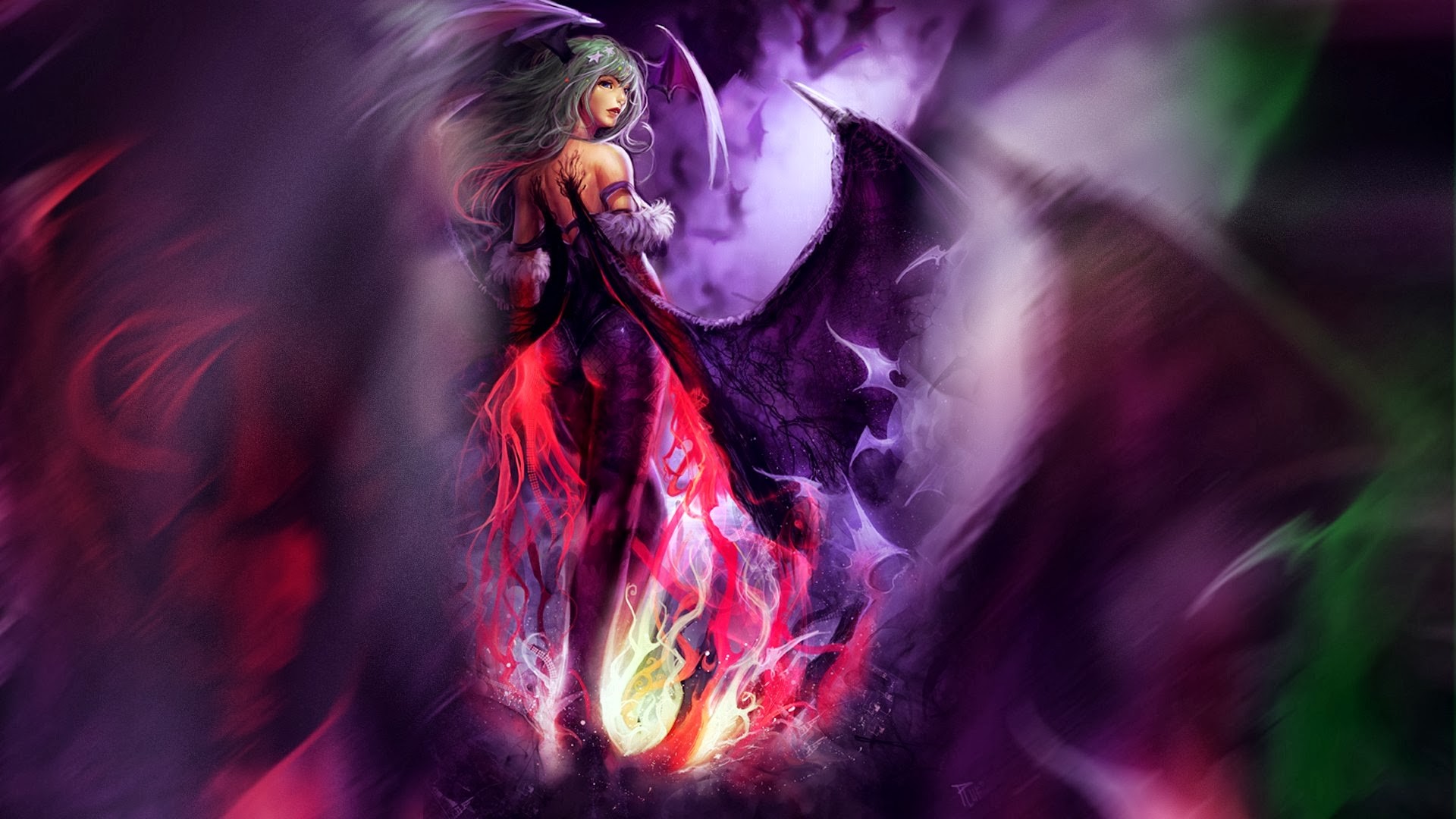 Fantasy Art Morrigan Morrigan Aensland Fantasy Girl Darkstalkers 1920x1080