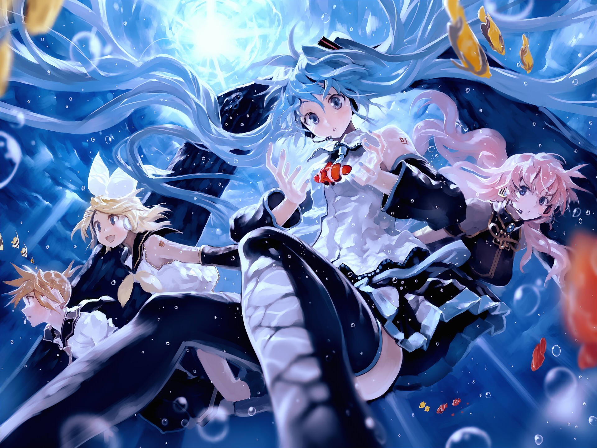 Hair Ornament Long Hair Vocaloid Bangs Hatsune Miku Twintails Kagamine Rin Kagamine Len Megurine Luk 1920x1440