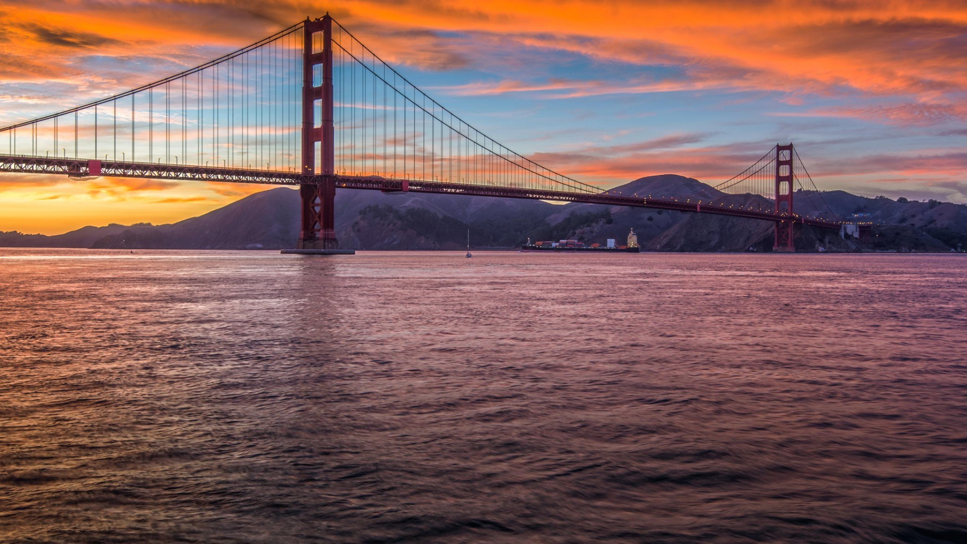 HDR Golden Gate Bridge USA Sky 1920x1080