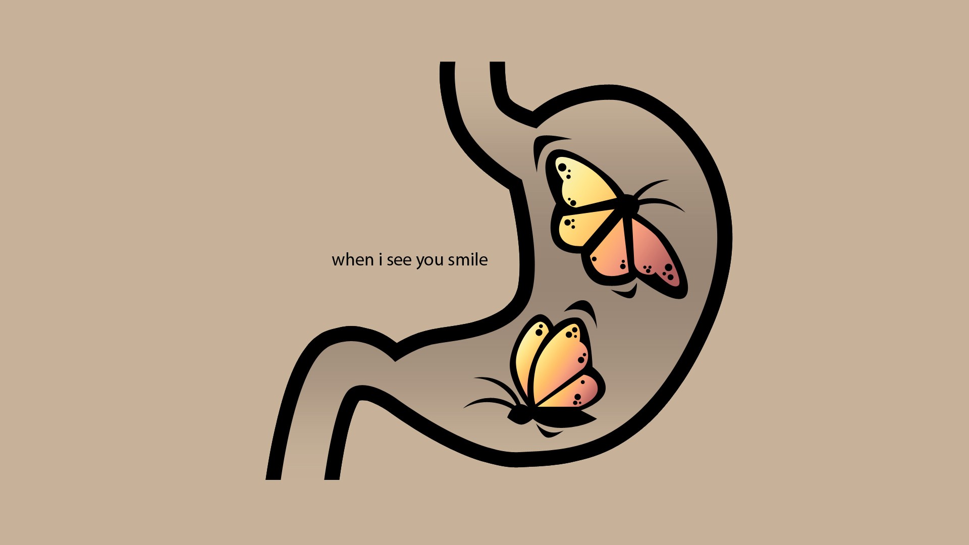 Butterfly Humor Simple Background Cringy Beige Beige Background 1920x1080