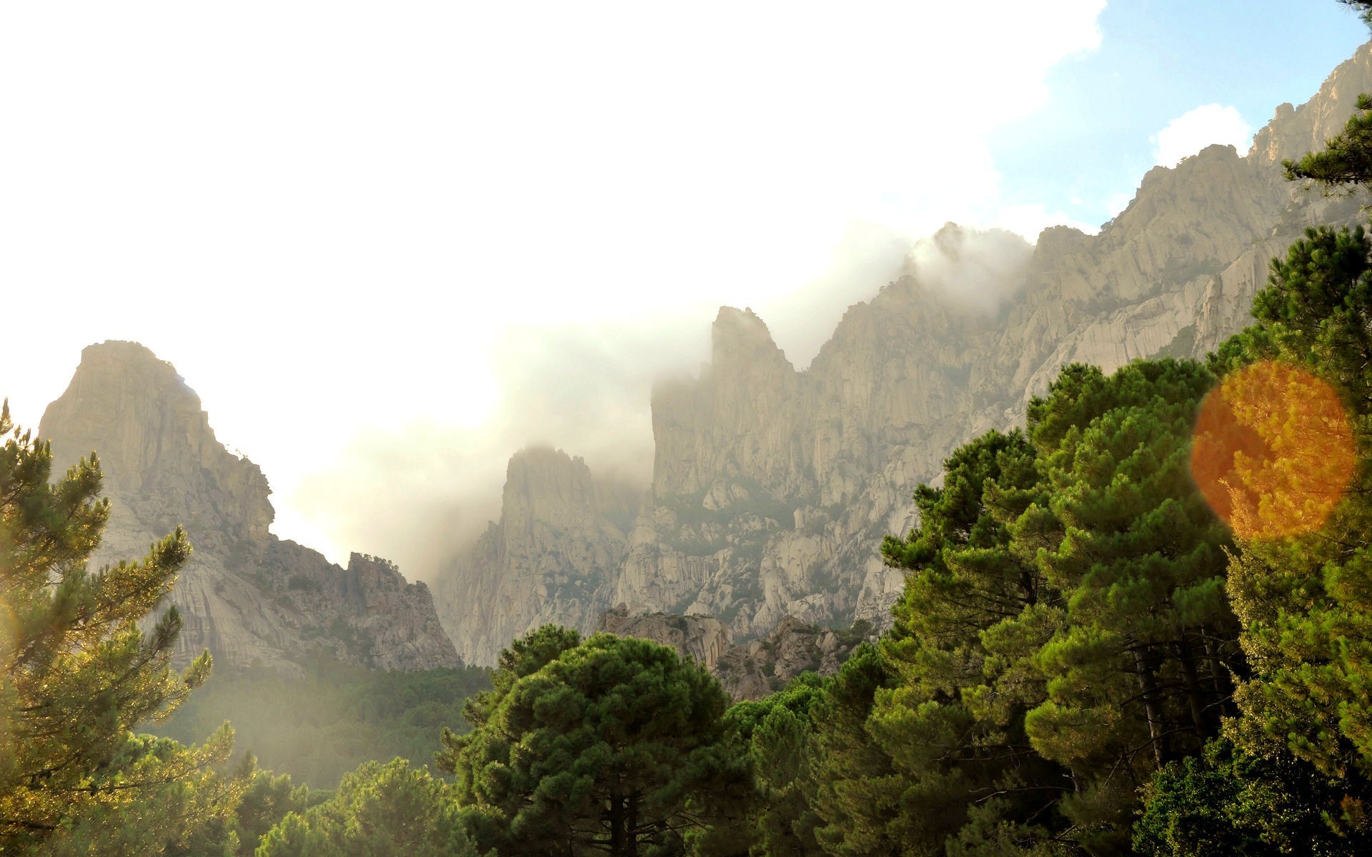 Canyon Trees Cliff Mist Corsica 1920x1200