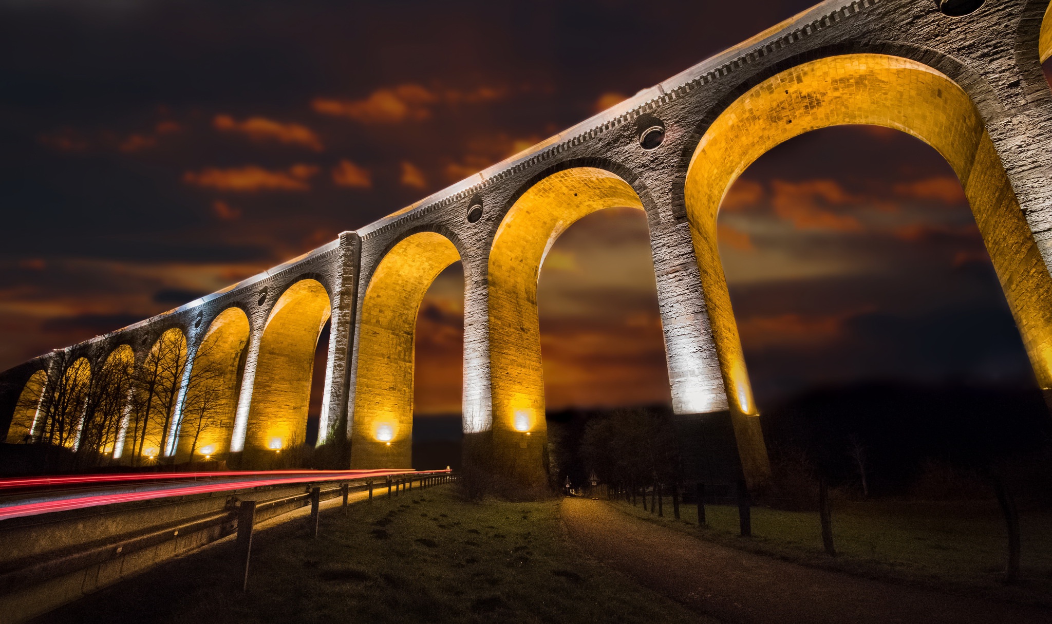 Viaduct Architecture Night Arch Long Exposure 2048x1215