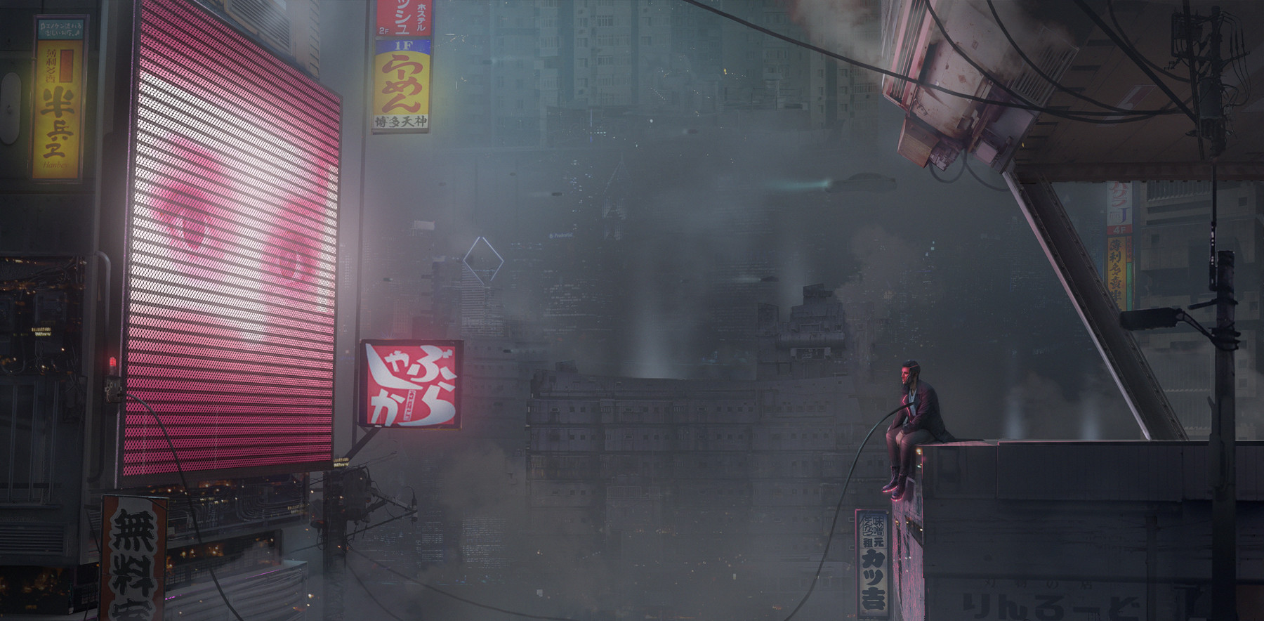 Cyberpunk Blade Runner 2049 Futuristic Digital Art 1800x884