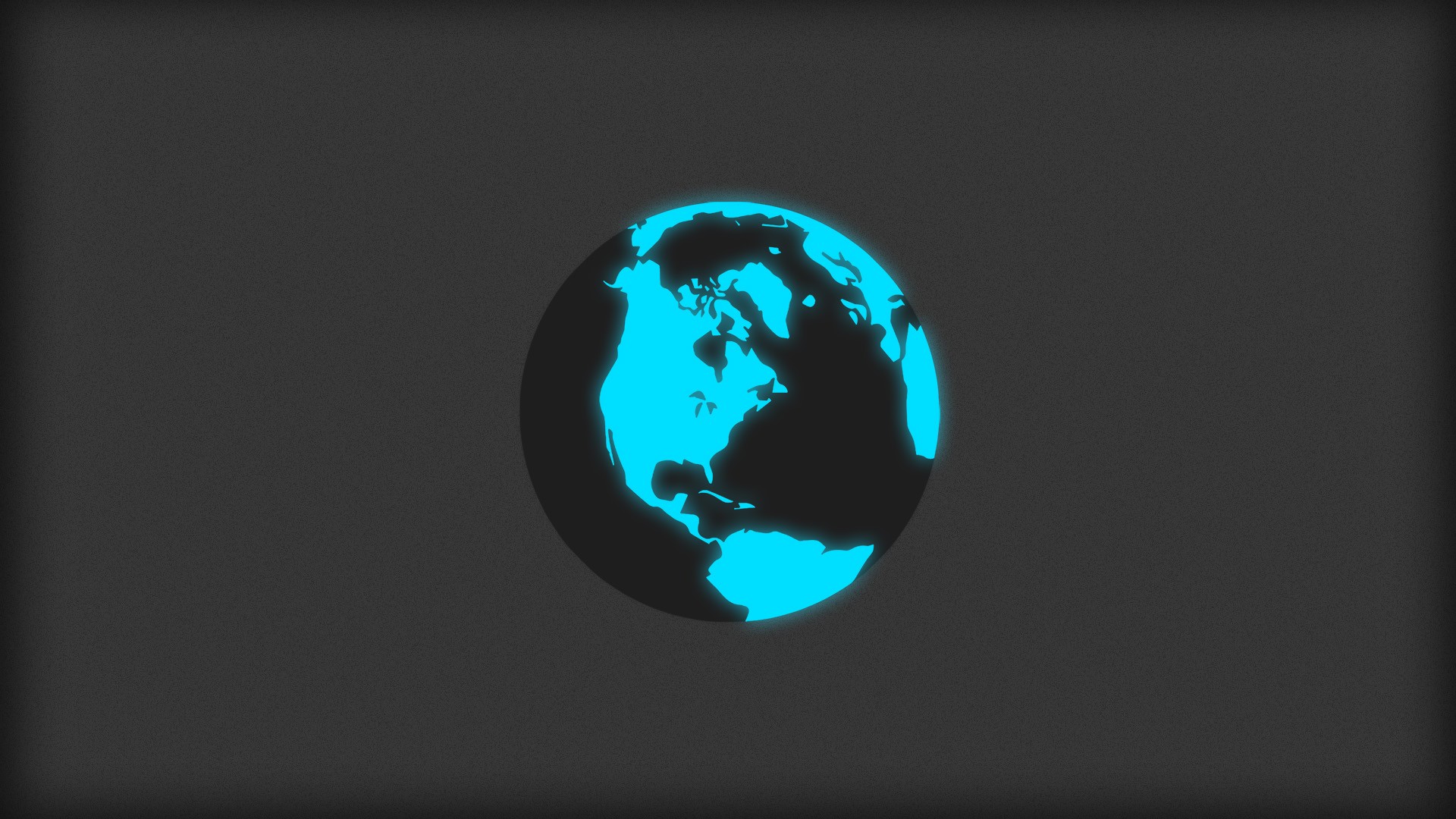 Minimalism Globes World Glowing Blue Cyan Neon Gray Gray Background North America Atlantic Ocean 1920x1080