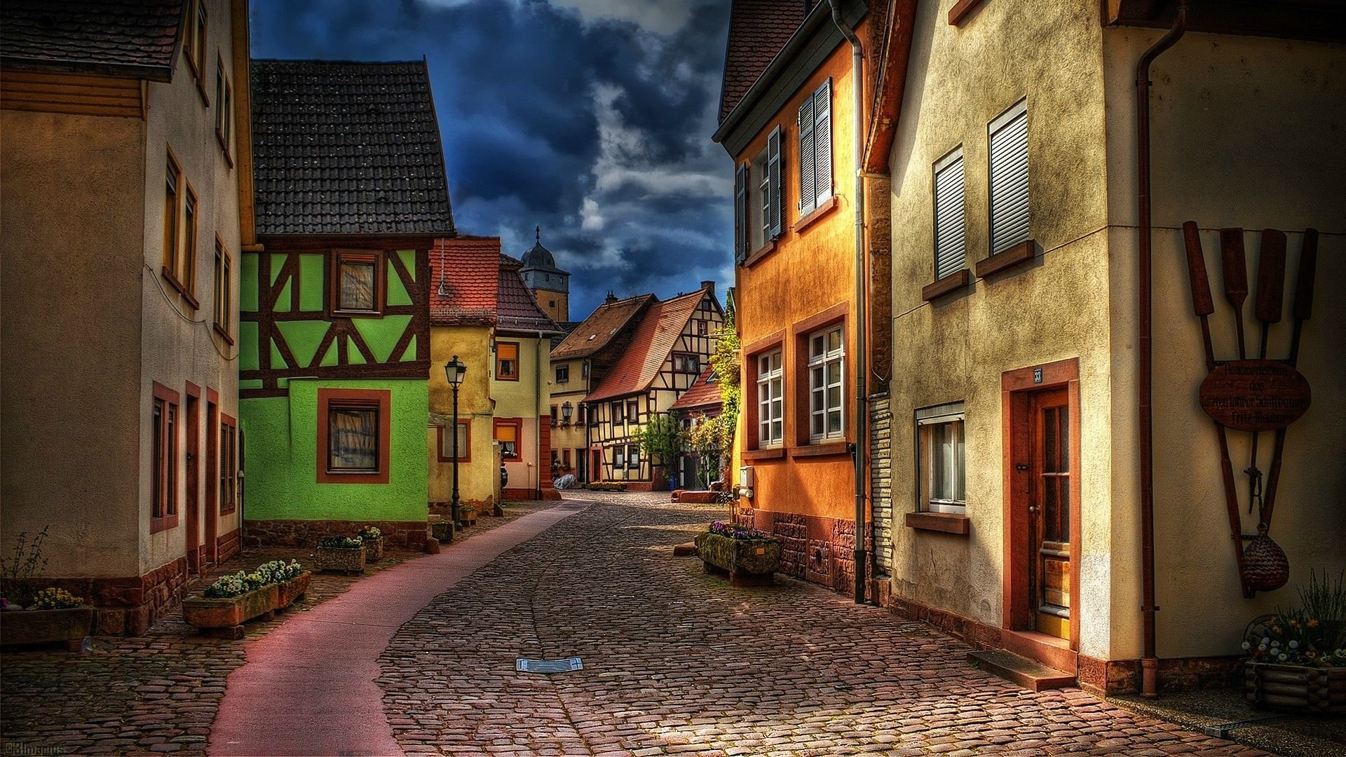 Man Made Street Europe House Architecture Village HDR 1920x1080