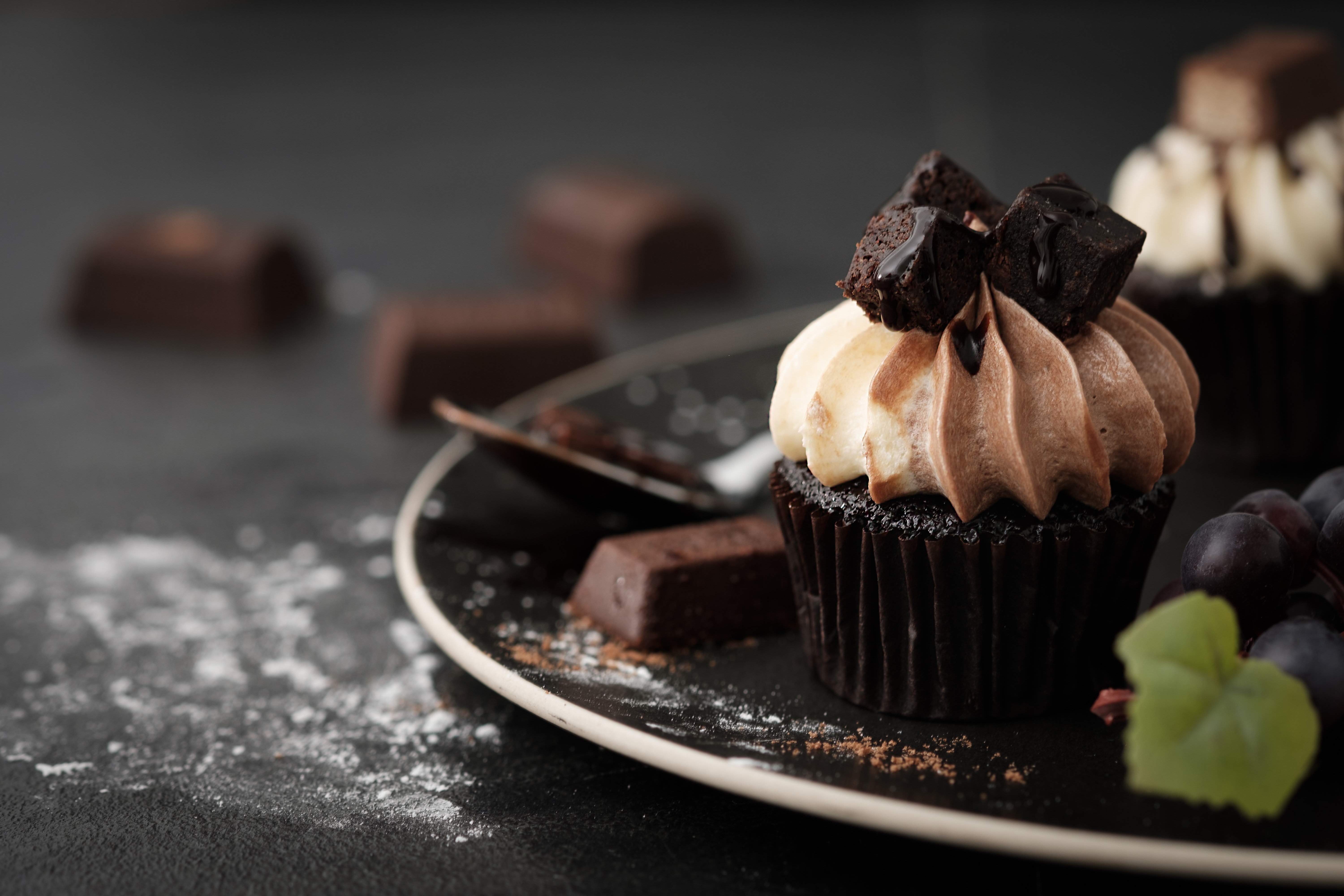 Closeup Depth Of Field Food Chocolate Chocolate Cake Dessert Plates Brown 6000x4000