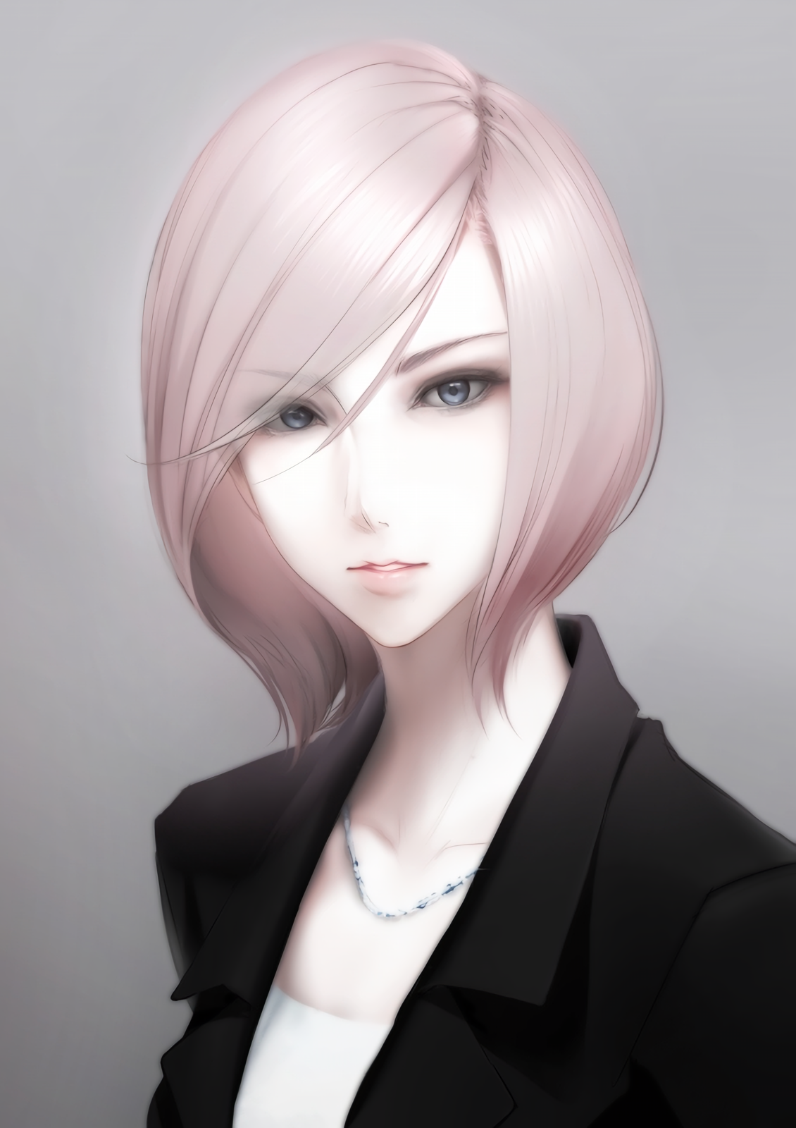 Anime Anime Girls Original Characters Business Suit Short Hair Gray Eyes Blonde 1130x1600