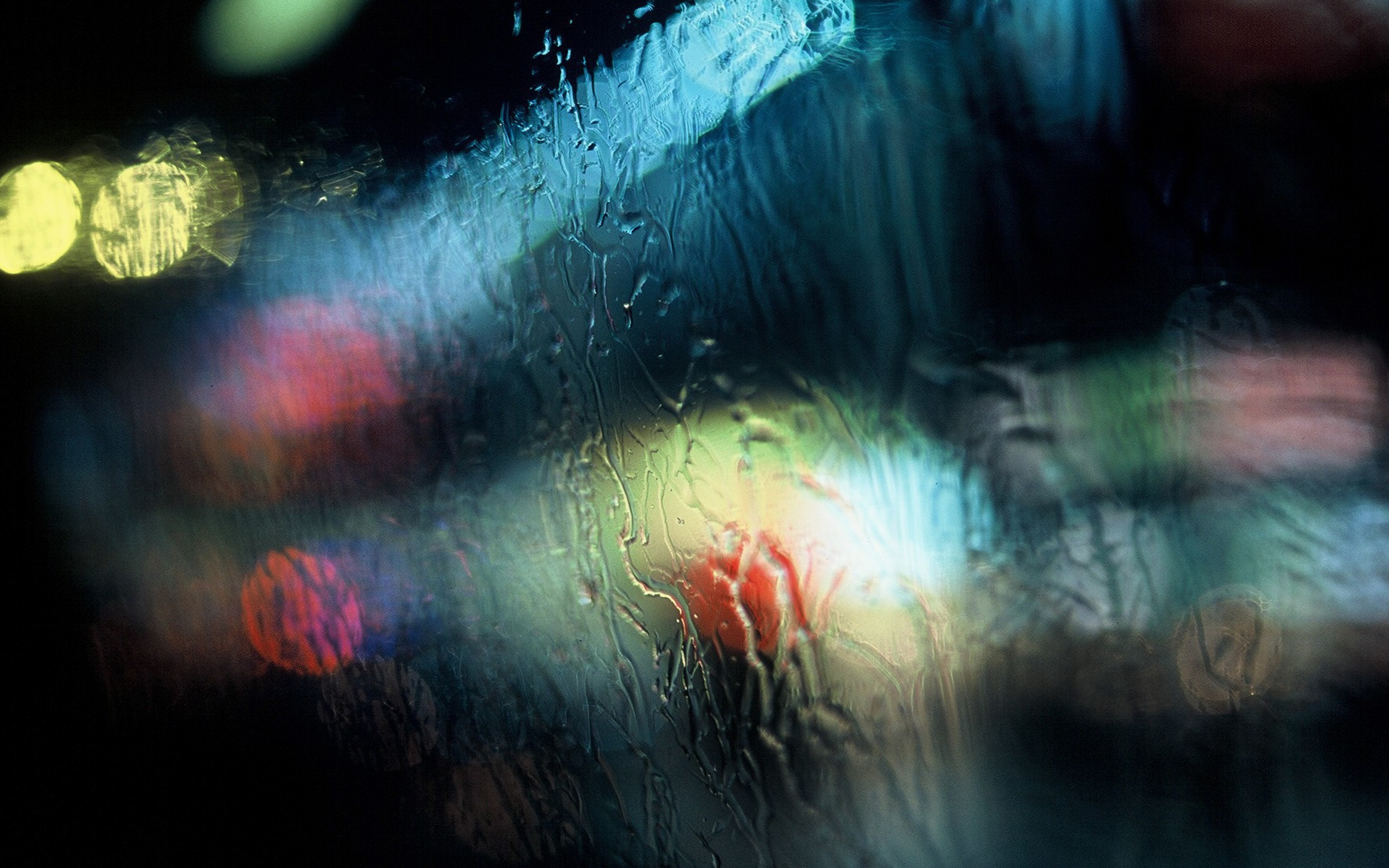 Rain Window Lights Traffic Lights Water On Glass 2560x1600