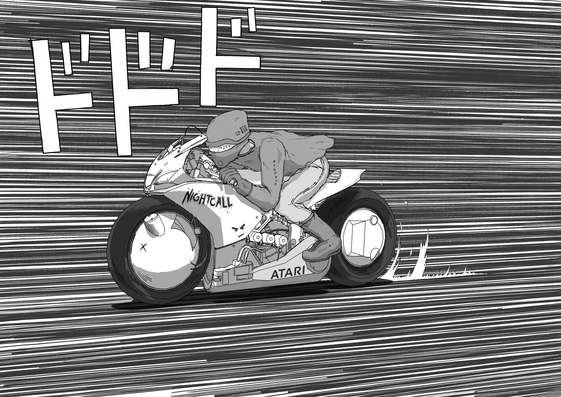 Subclass S Biker Motorcycle Monochrome Anime Speedforce Manga Vehicle 1920x1358
