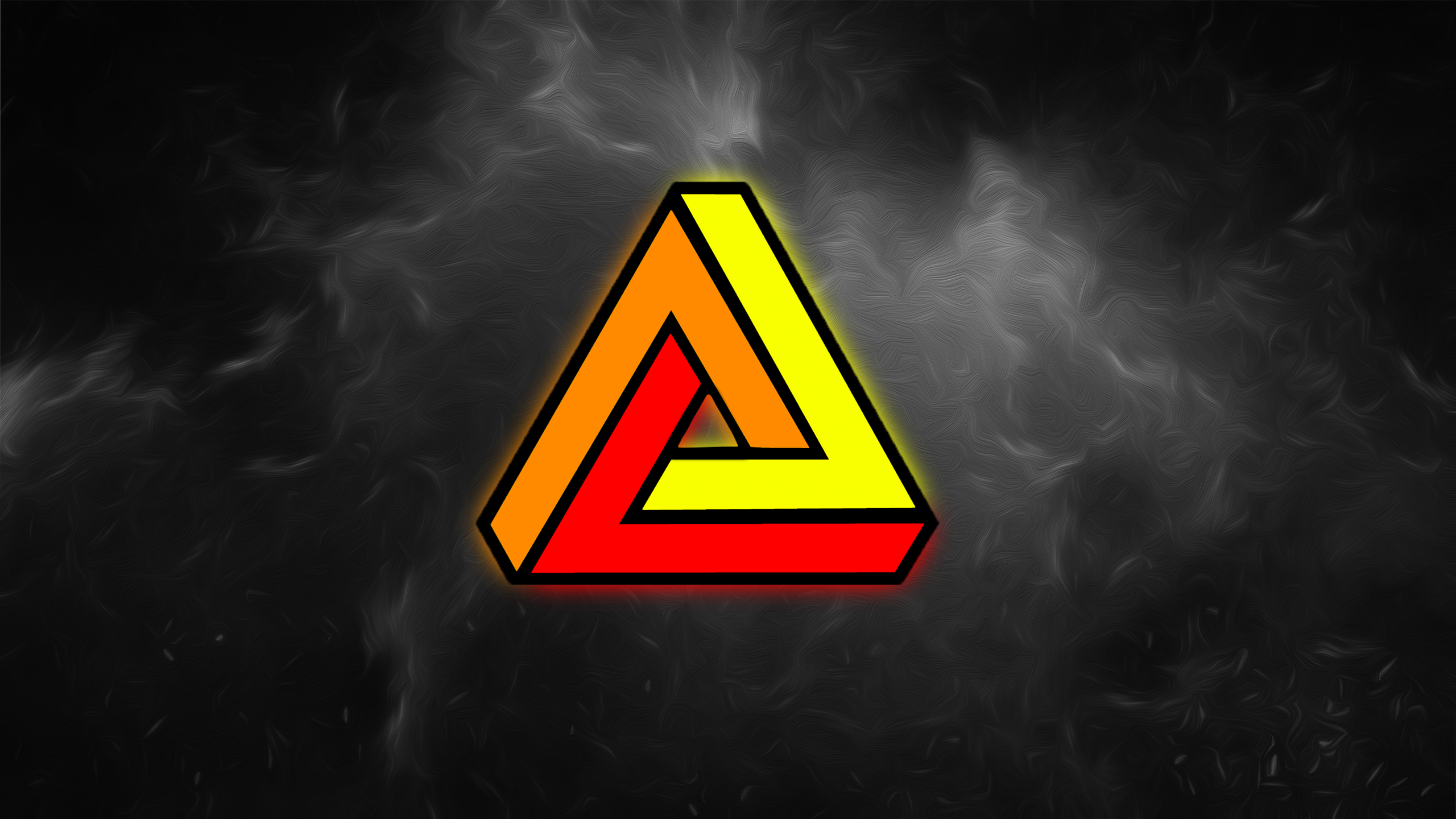 Penrose Triangle Red Yellow Orange Space Abstract 2560x1440