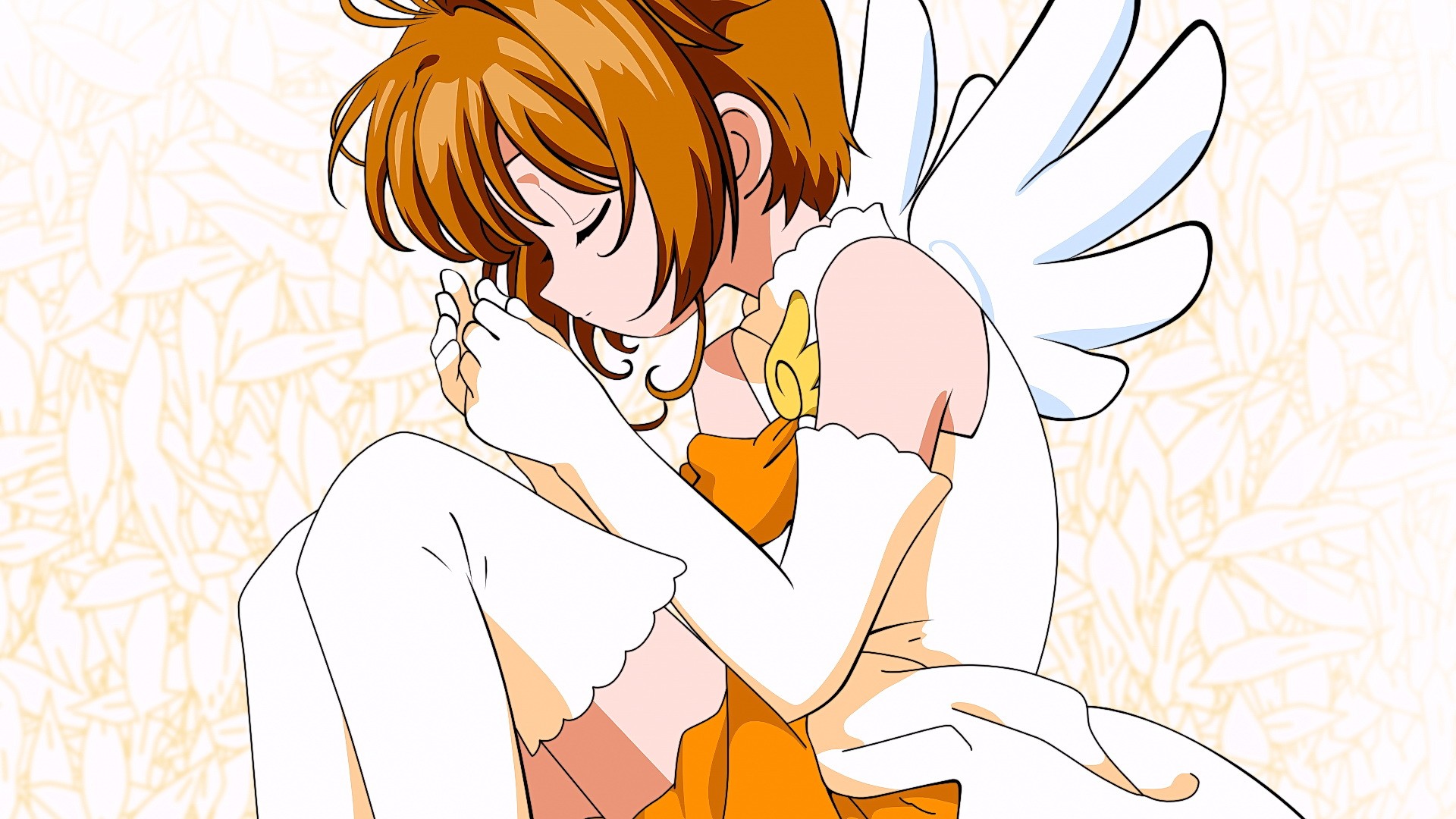 Anime Anime Girls Short Hair Brunette Wings Closed Eyes Card Captor Sakura Kinomoto Sakura 1920x1080