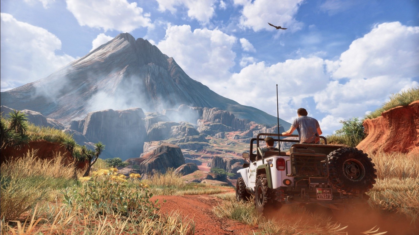 Video Games Uncharted 4 A Thiefs End Mountains Landscape Dirt Road Car 1366x768