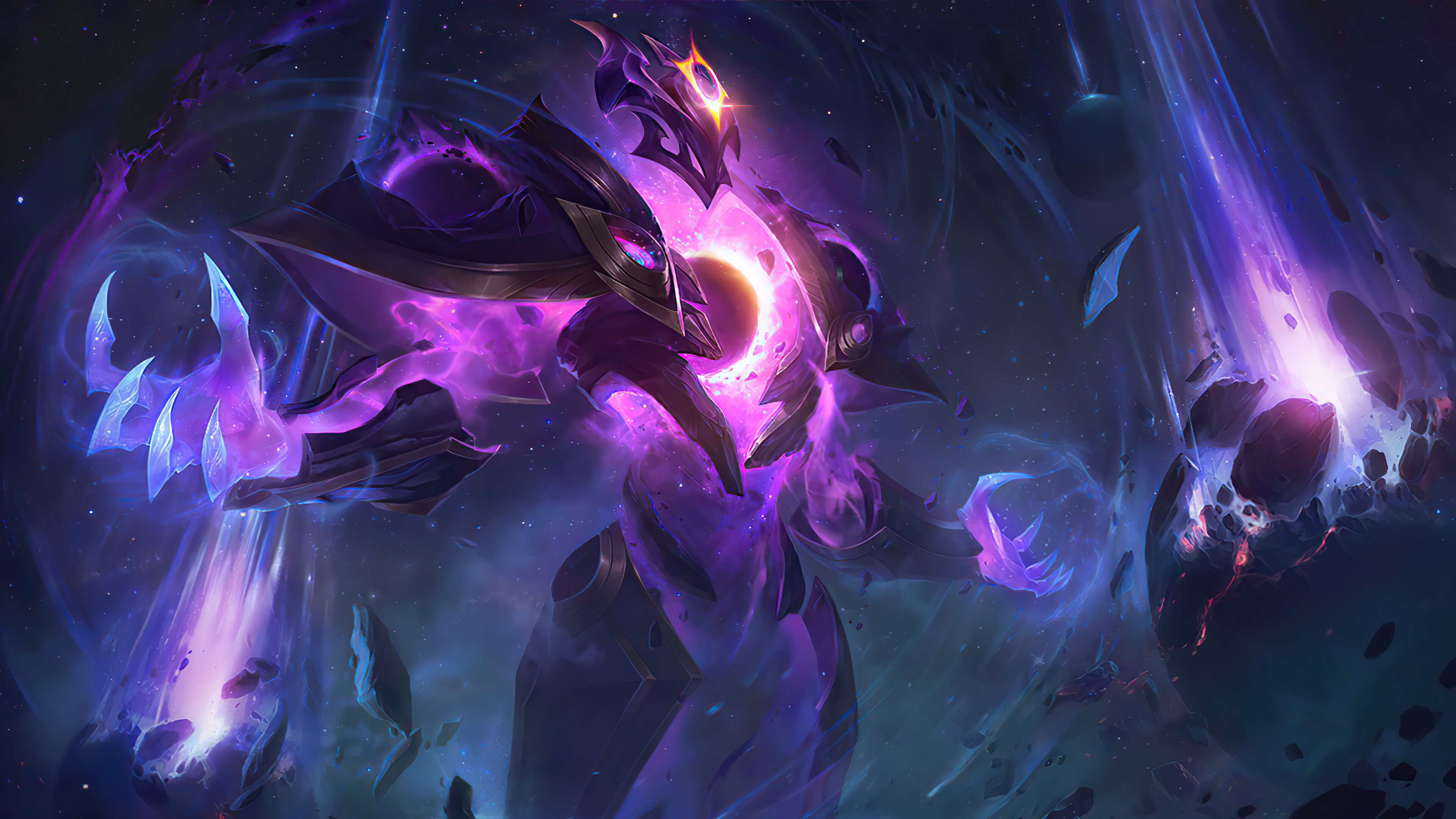 Xerath League Of Legends Riot Games Dark Space Universe Cosmic Break Stars Black Holes Planet Summon 3840x2160