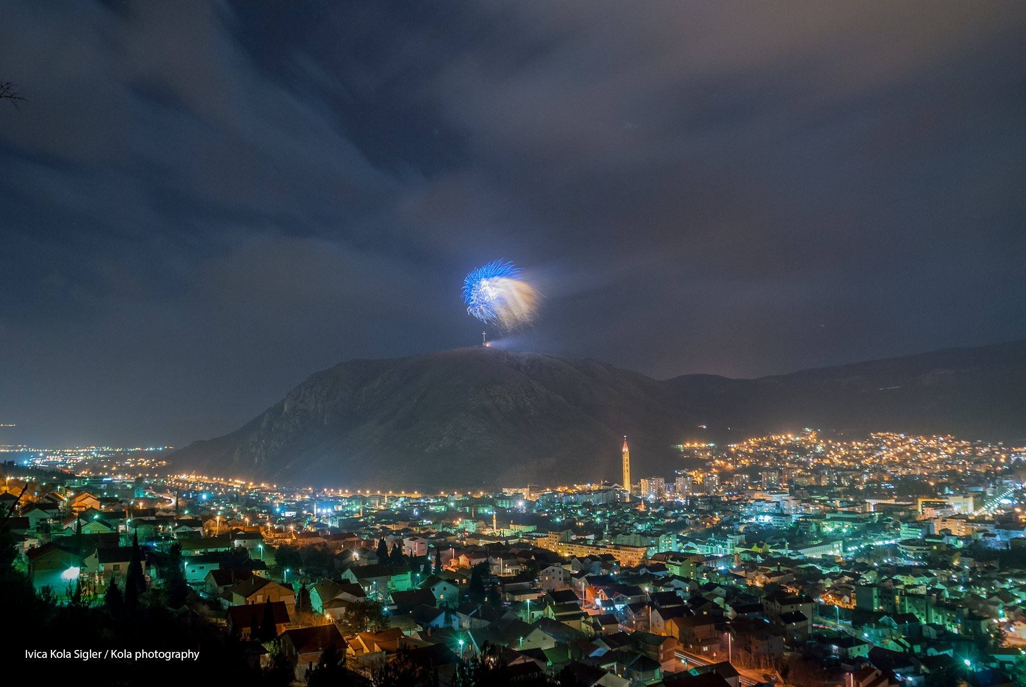 Mostar Bosnia Bosnia And Herzegovina Night Fireworks City City Lights 2048x1371