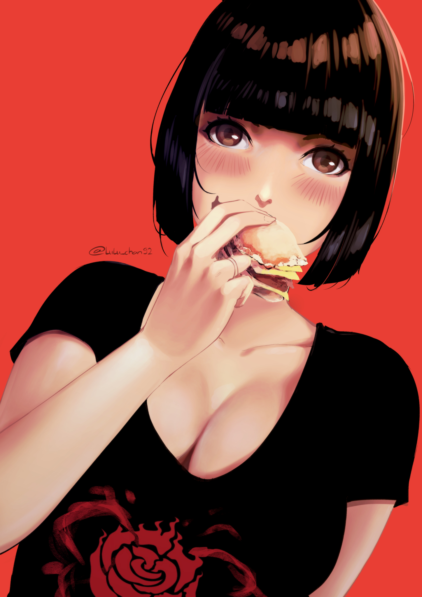 Lulu Chan Women Anime Girls Anime Original Characters Black Hair Bangs Looking At Viewer Blushing Ea 1447x2047