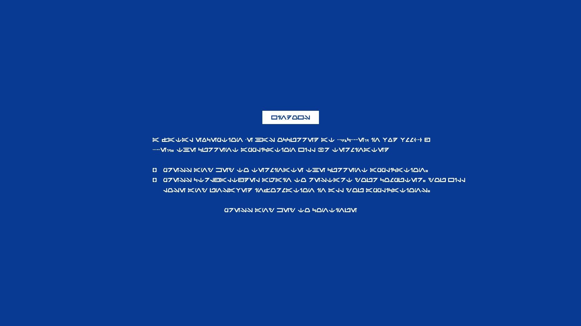 Blue Screen Of Death Text Simple Background Klingon 1920x1080