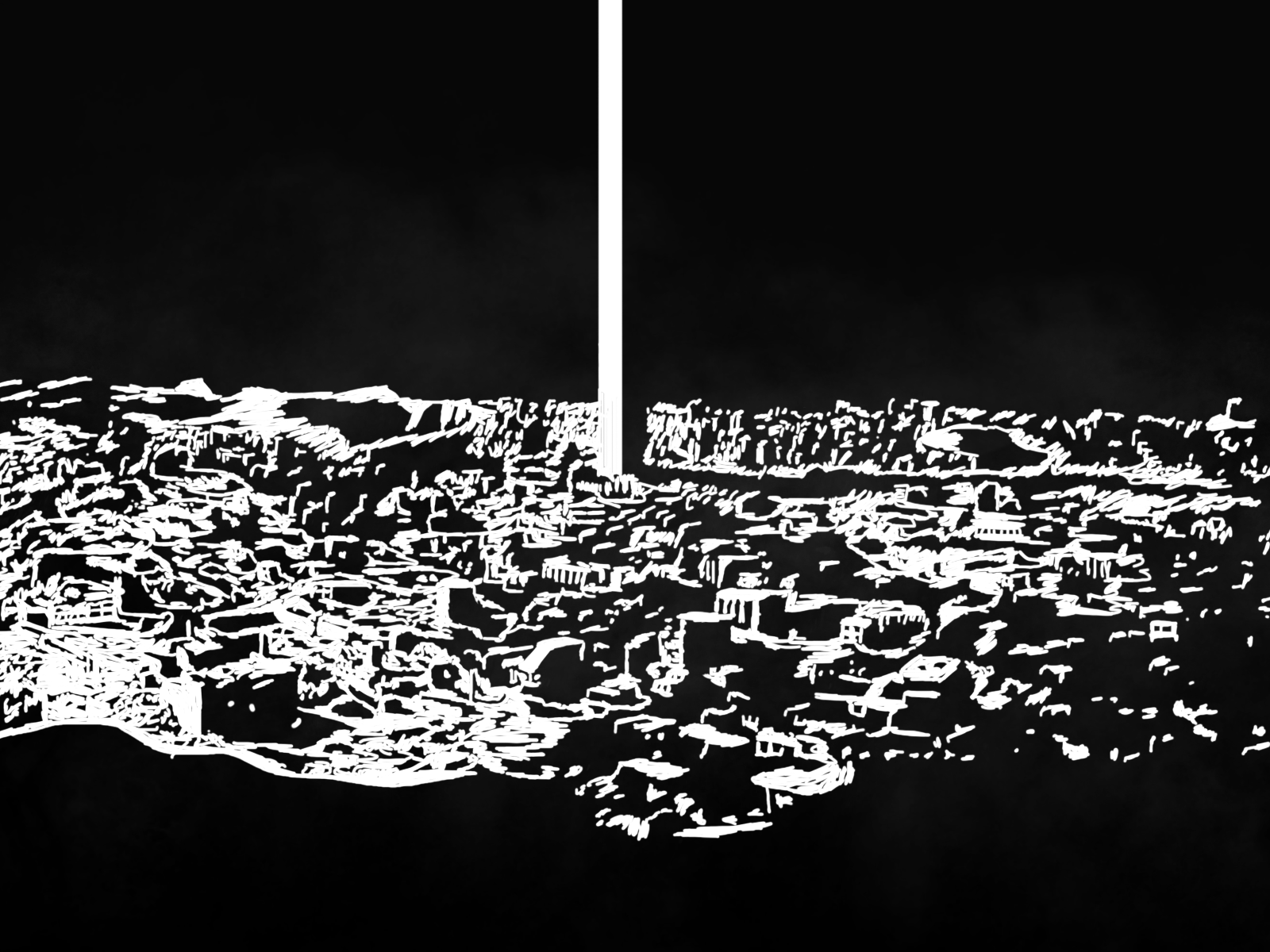 Drawing Monochrome Apocalyptic Cityscape Monolith 1600x1200