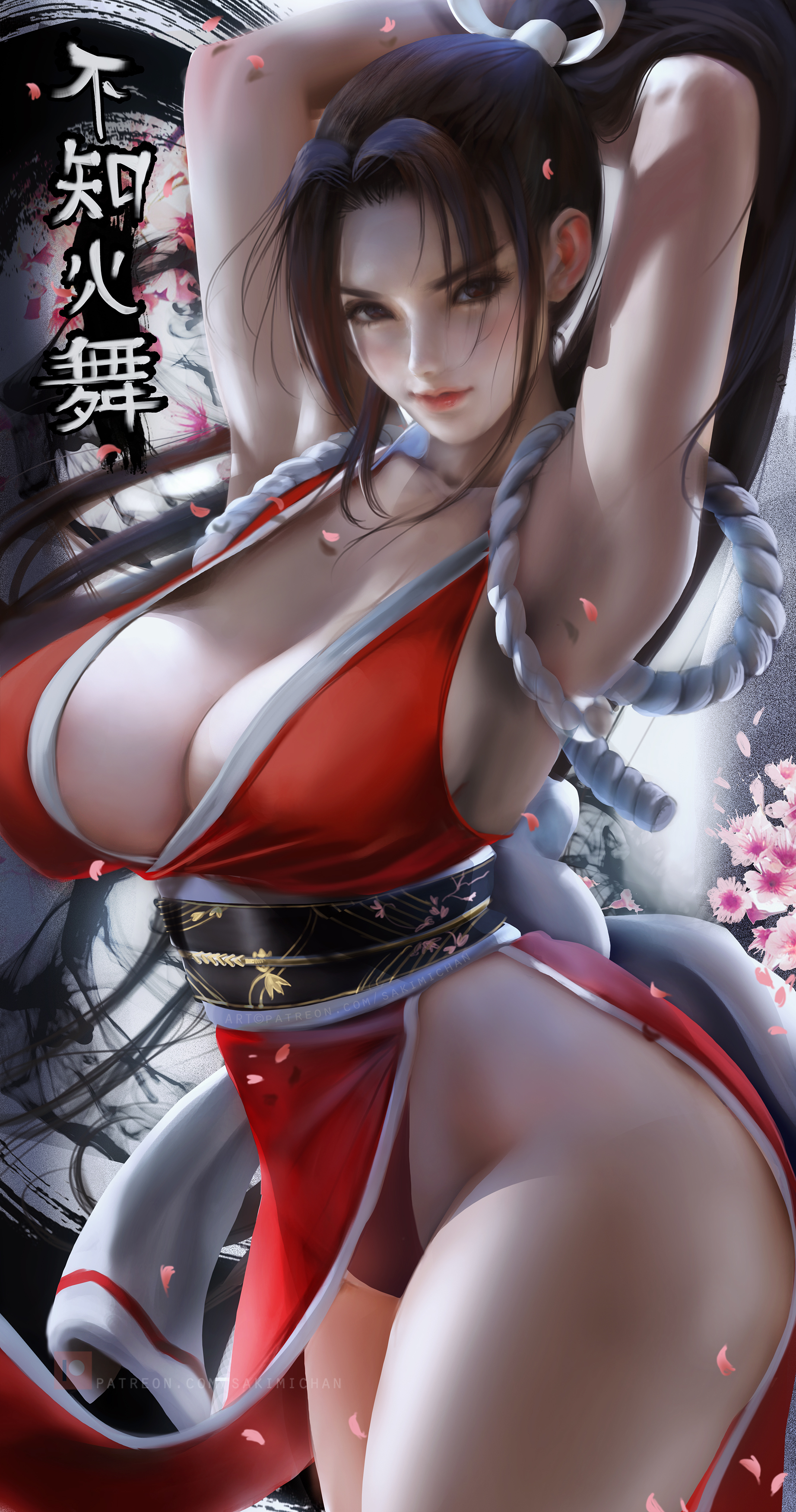 Fantasy Girl Mai Shiranui Fatal Fury King Of Fighters SNK Video Games Video Game Characters Brunette 1843x3500