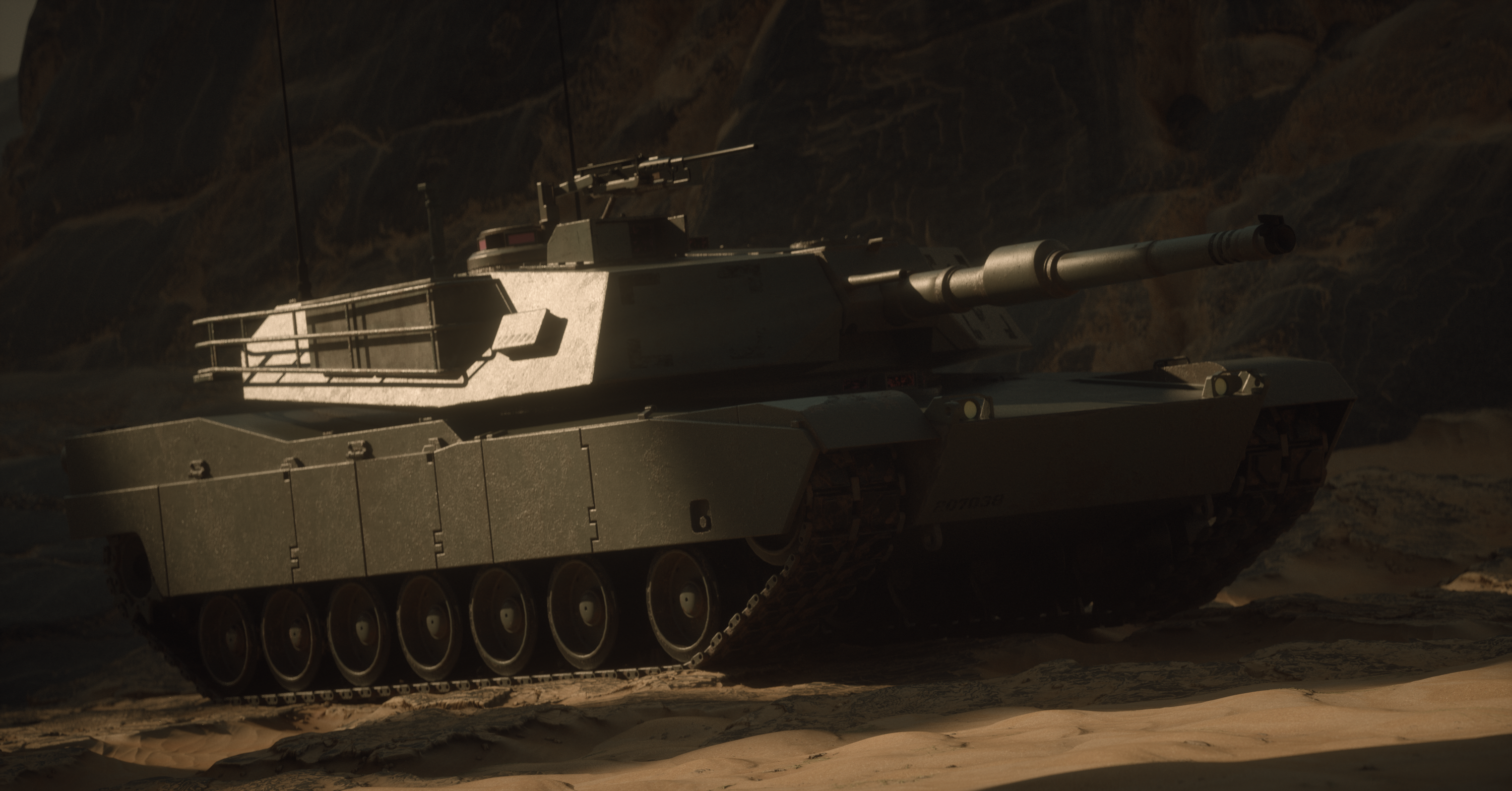 Tank Render OctaneRender Digital Military Desert Landscape 3000x1570