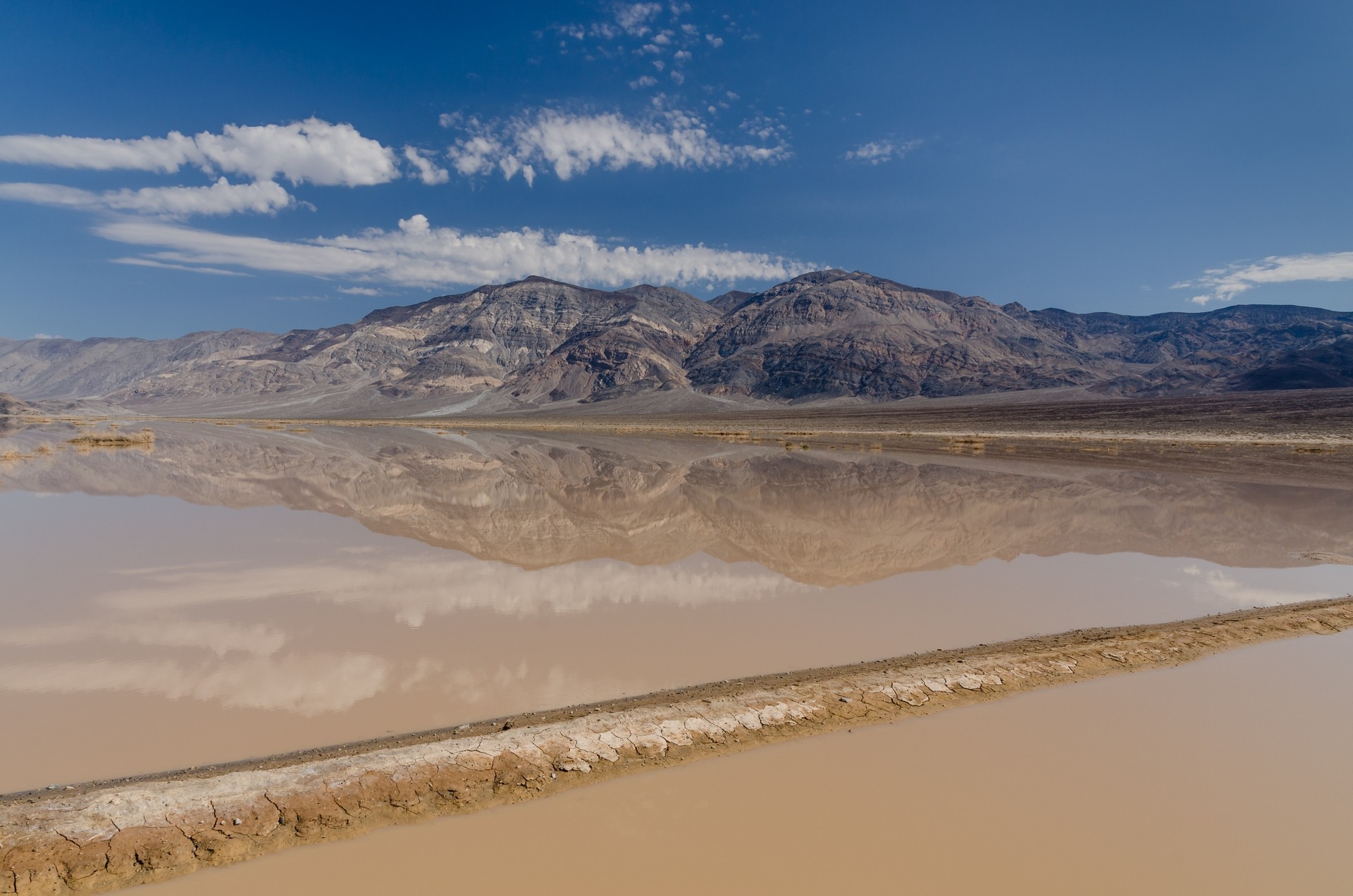 Landscape Pond Mountains Reflection Death Valley 1920x1272