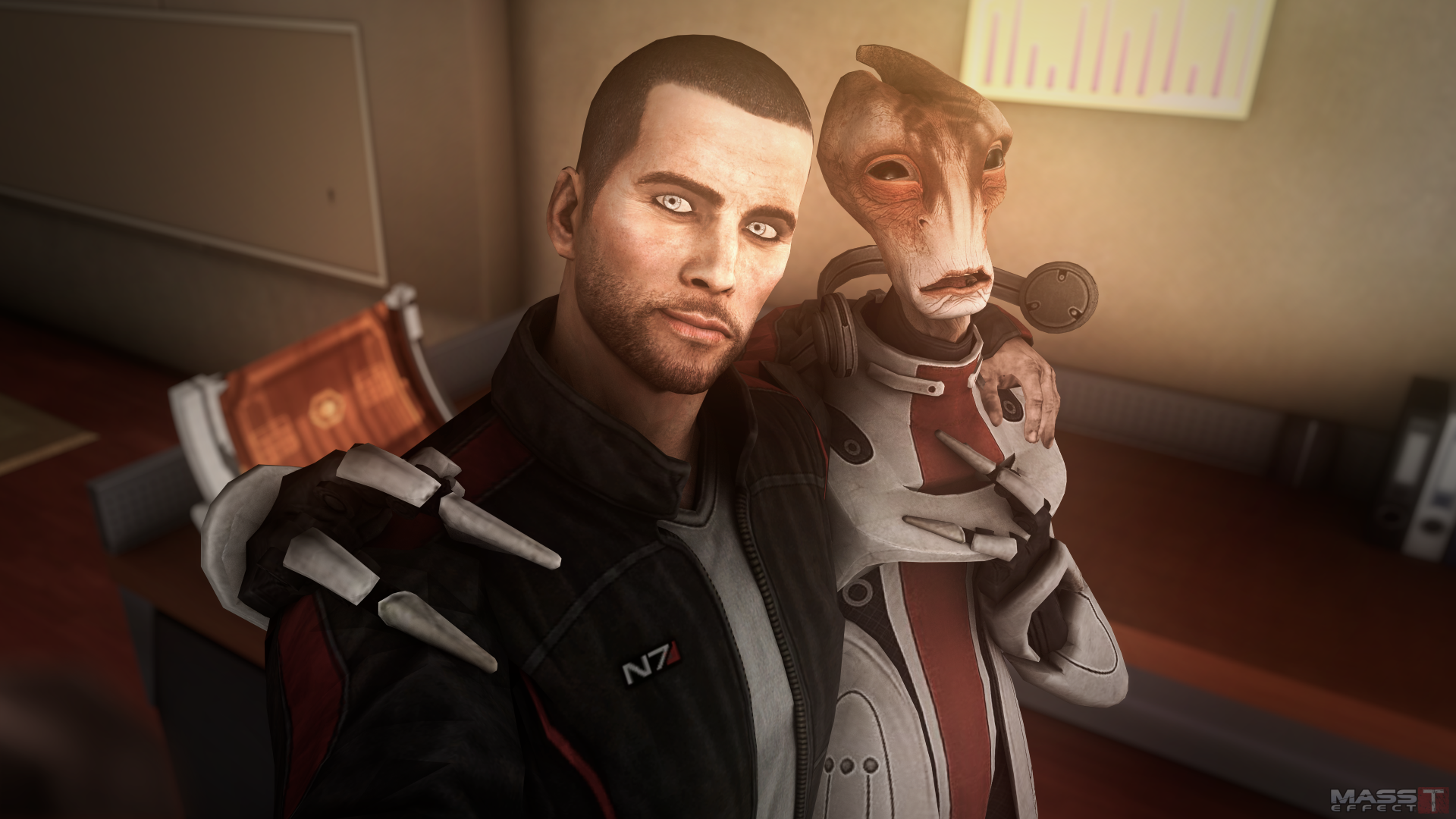 Selfies Mass Effect Commander Shepard Mordin Solus Video Games 1920x1080
