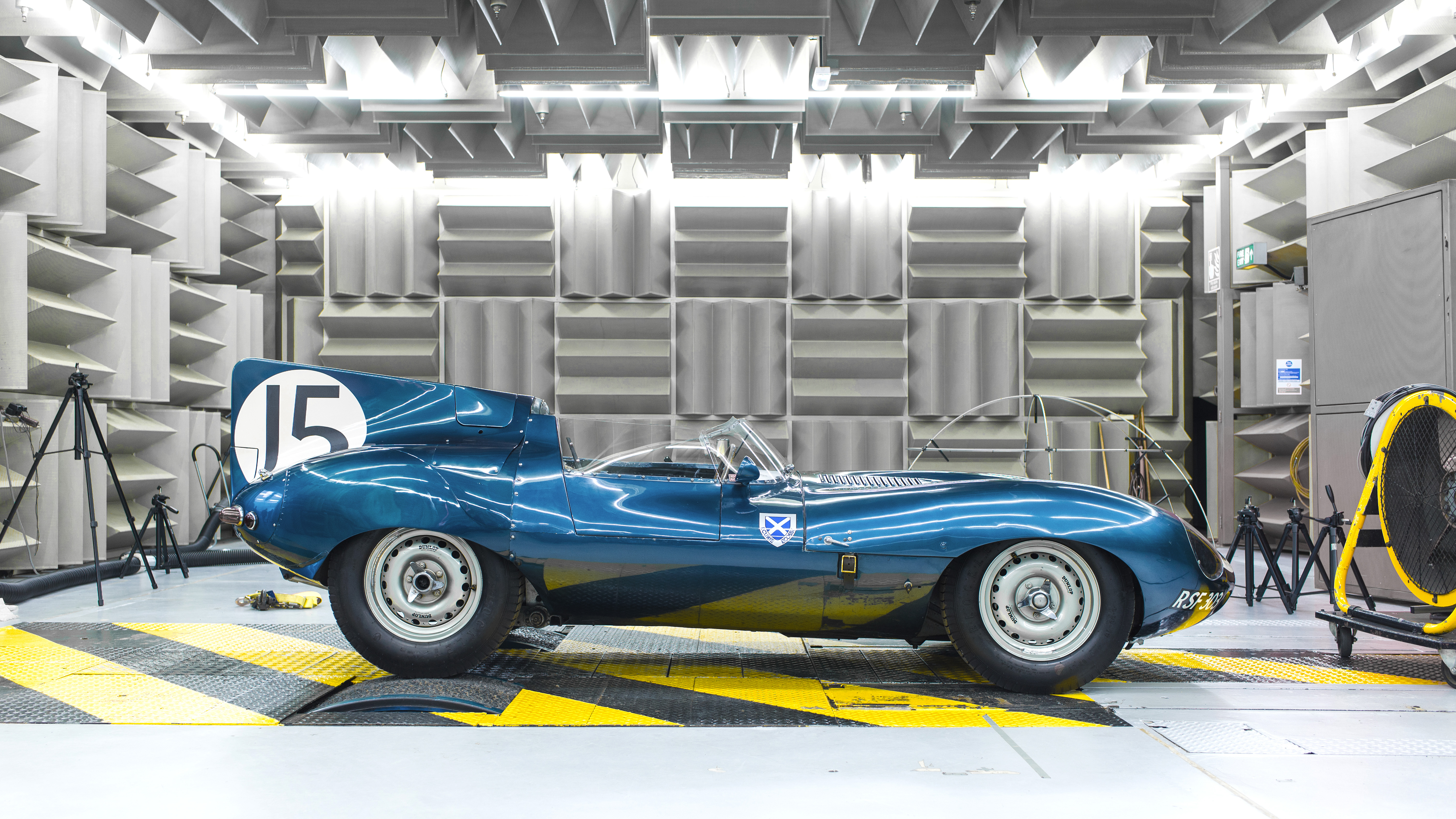 Jaguar Jaguar D Type Old Car Classic Car Race Cars Blue Cars Side View Anechoic Chamber Oldtimer Old 6016x3384