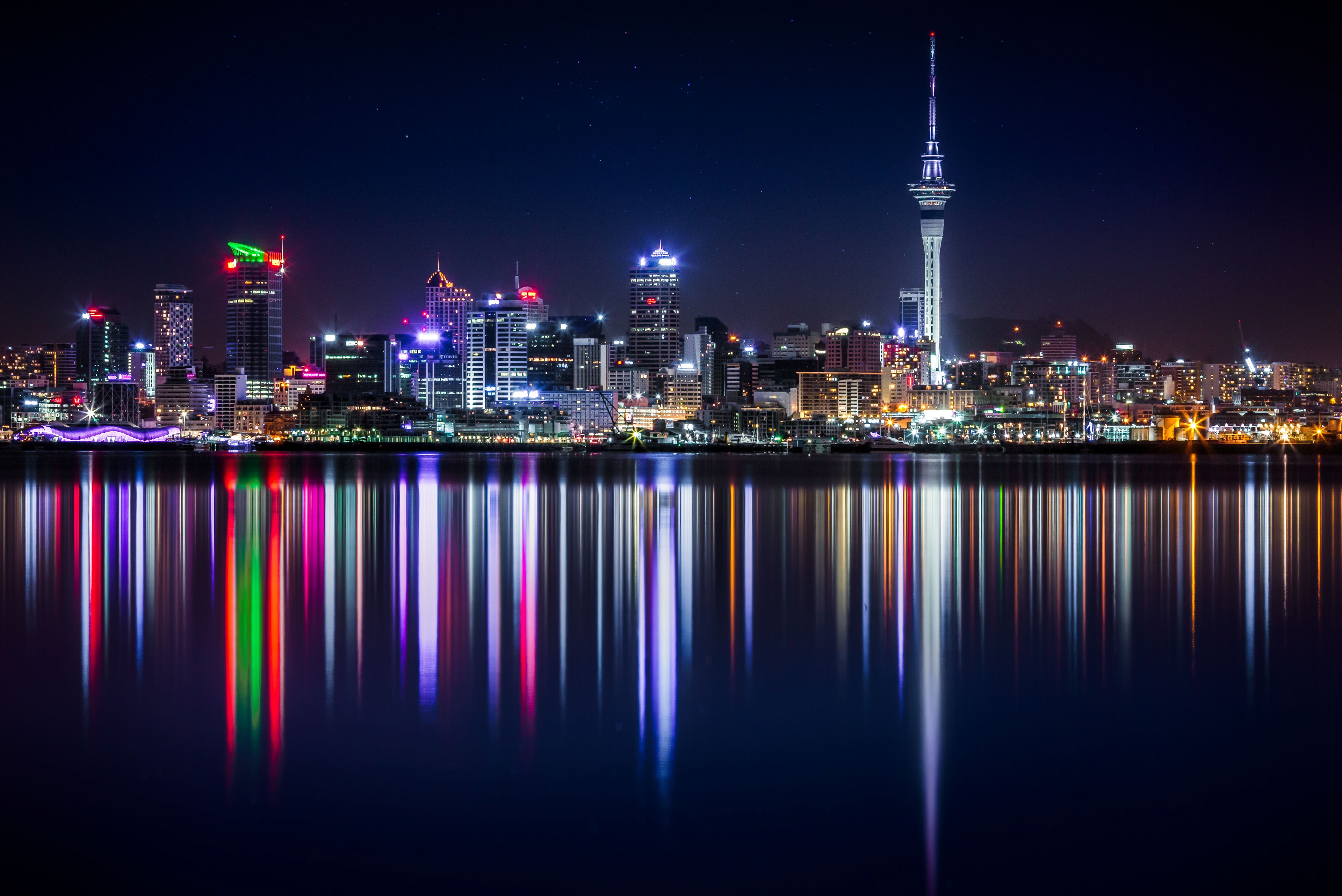 Reflection Night Auckland New Zealand 3840x2566
