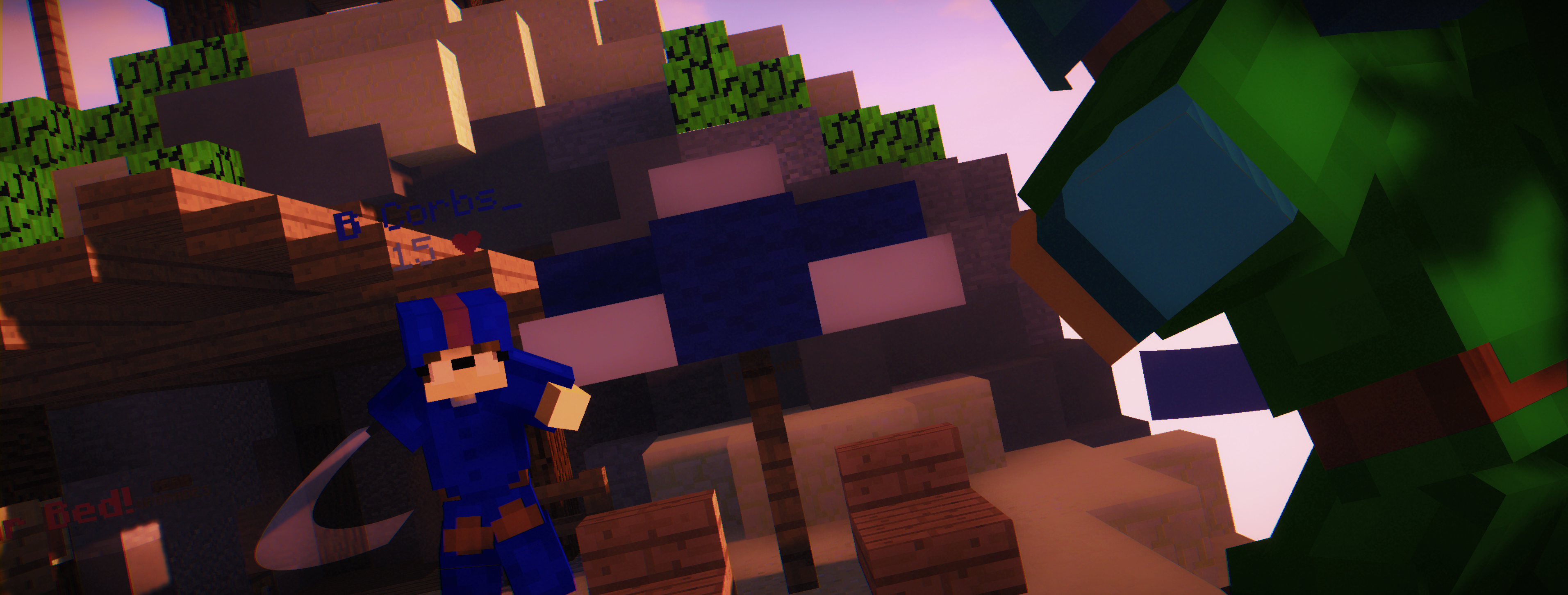 Minecraft Players Video Games Fighting Screen Shot 3825x1452