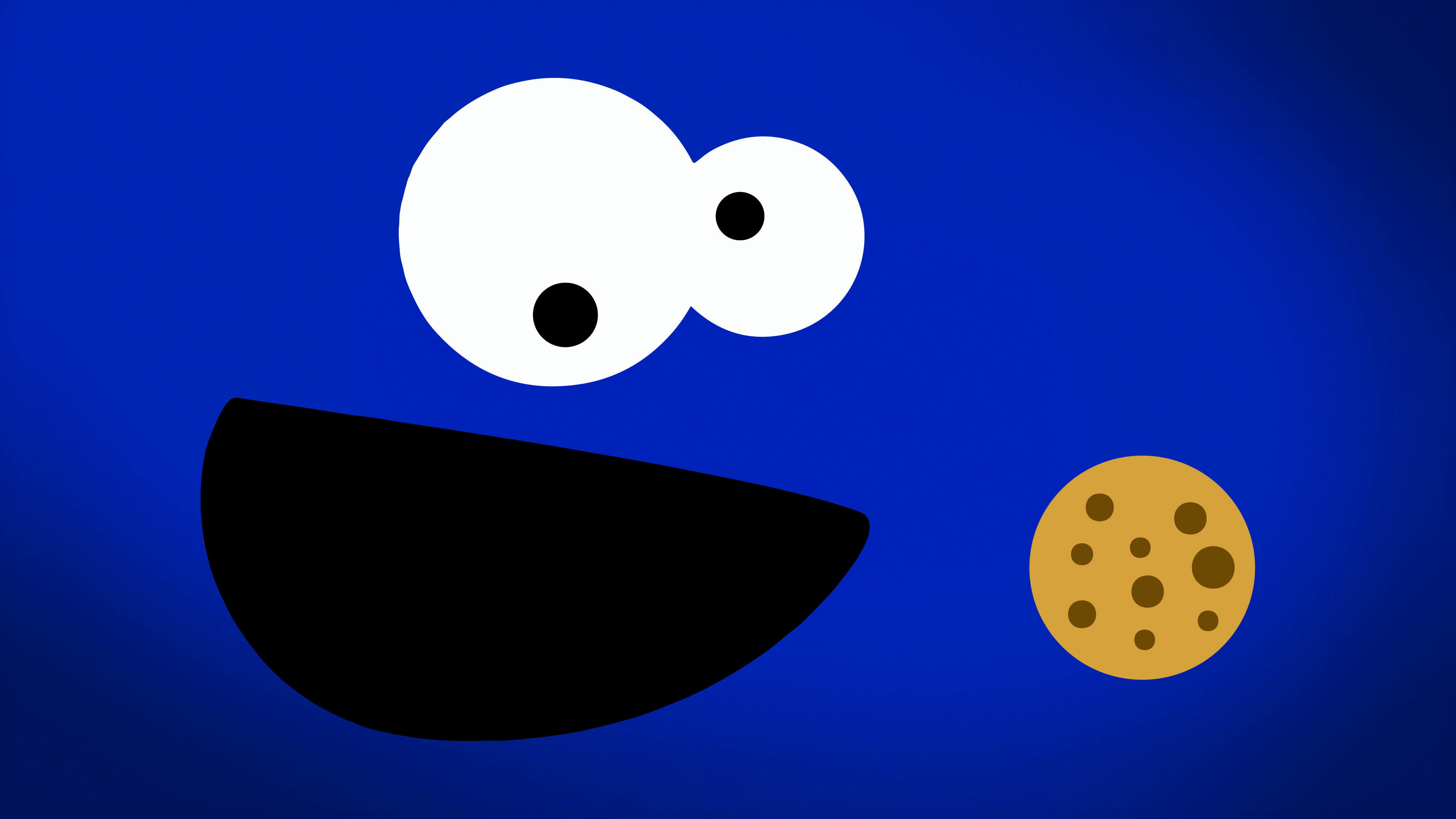 Cookies Cookie Monster Blue Background Minimalism 4000x2250