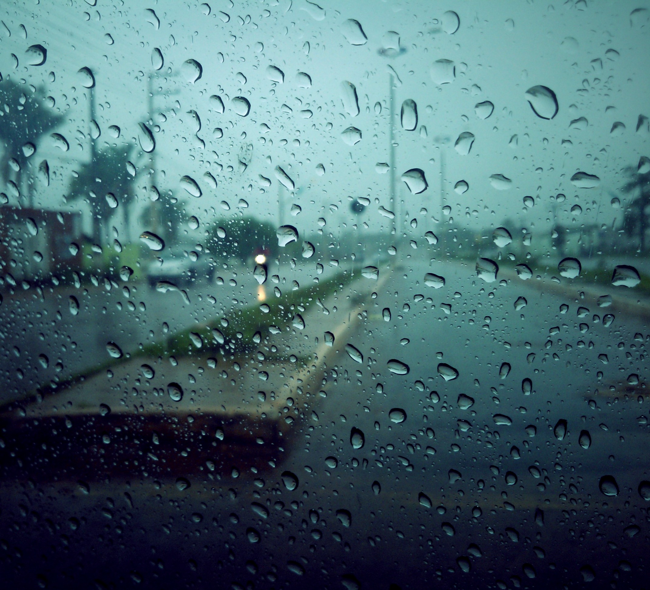 Water Drops Overcast Gloomy Glass Street Rain Water On Glass 2141x1944