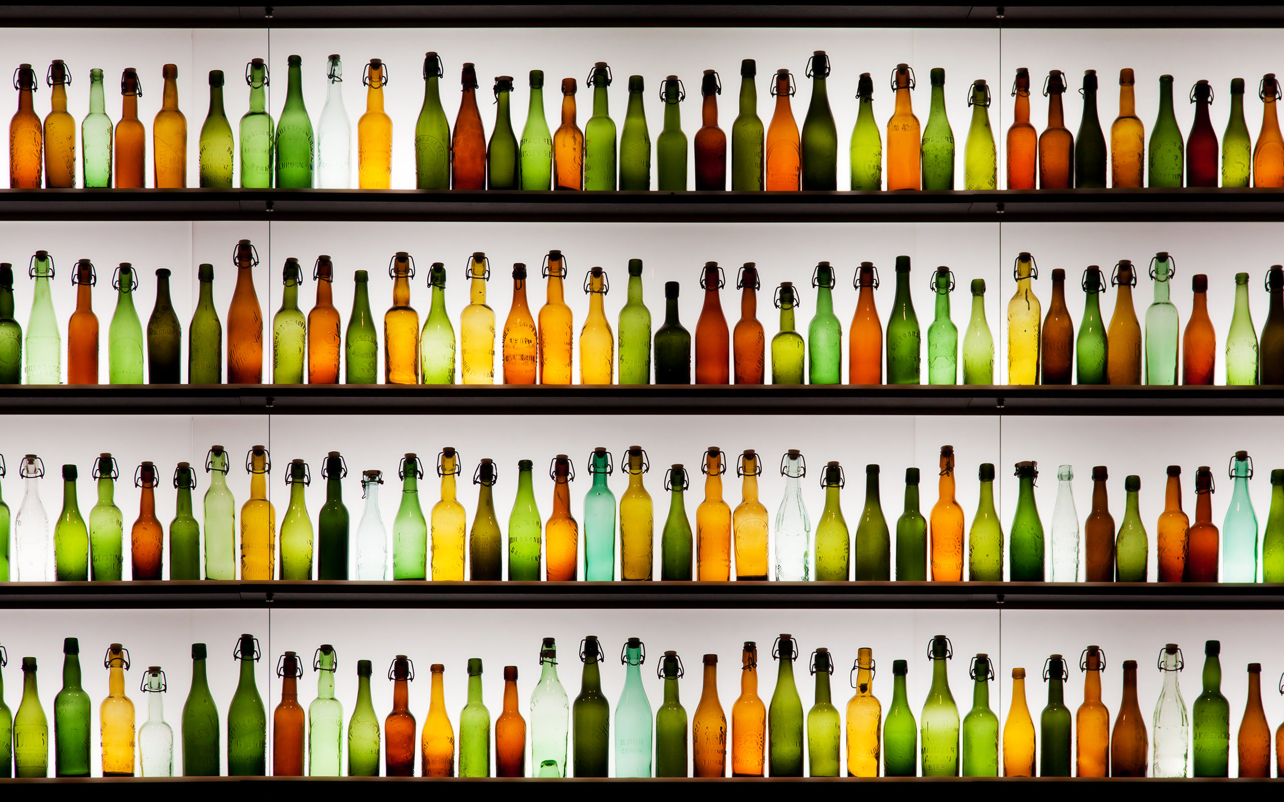 Glass Colors Bottle Green Orange Color Brown Shelf 2560x1600