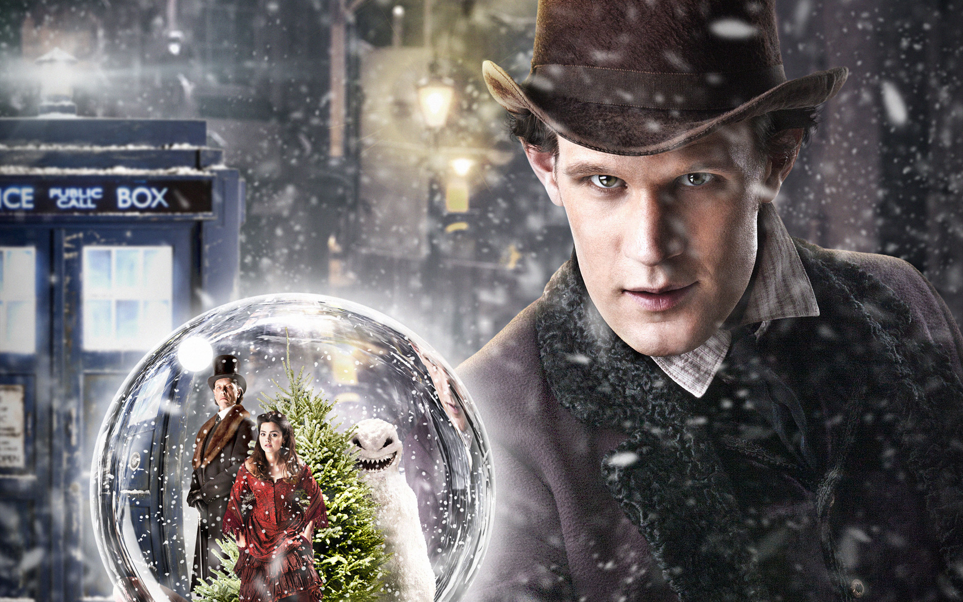 Doctor Who Hat TV Science Fiction Matt Smith Tv Series TARDiS Snow 1920x1200