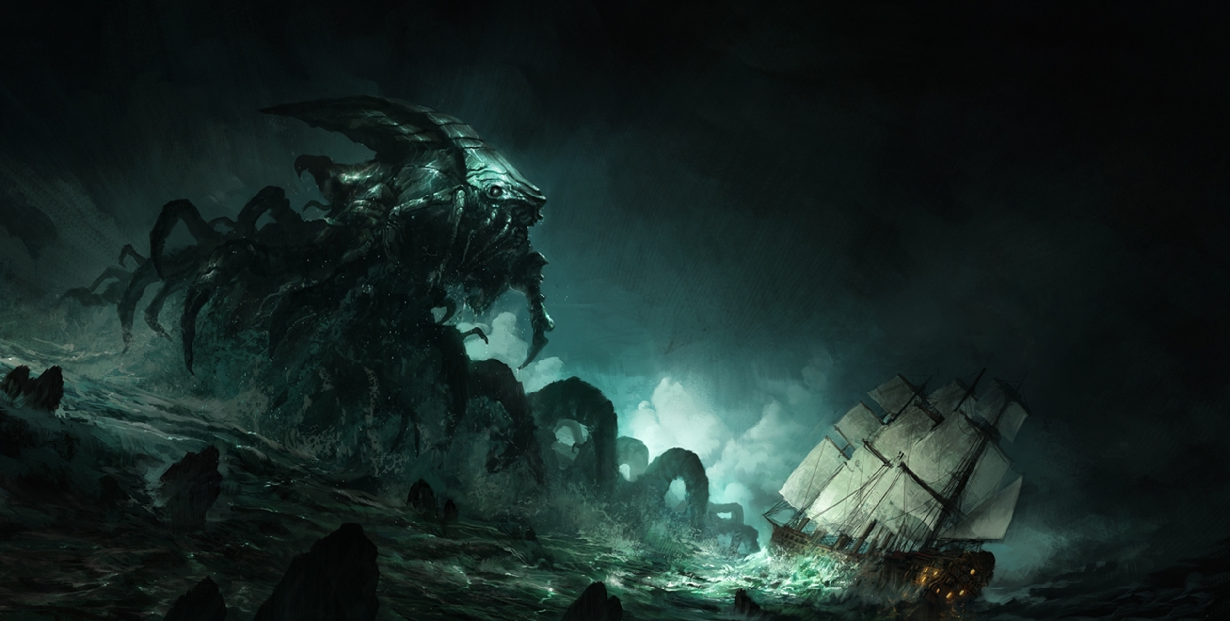 Creature Leviathan Monster Ocean Sea 2537x1280