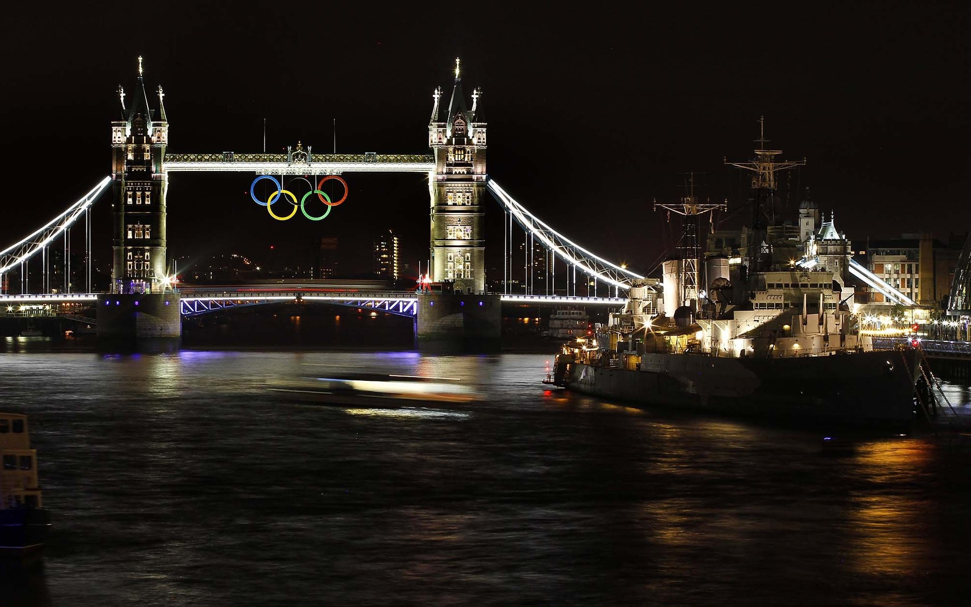 Tower Bridge Olympics Olympic Games Night Light City London England United Kingdom 1920x1200
