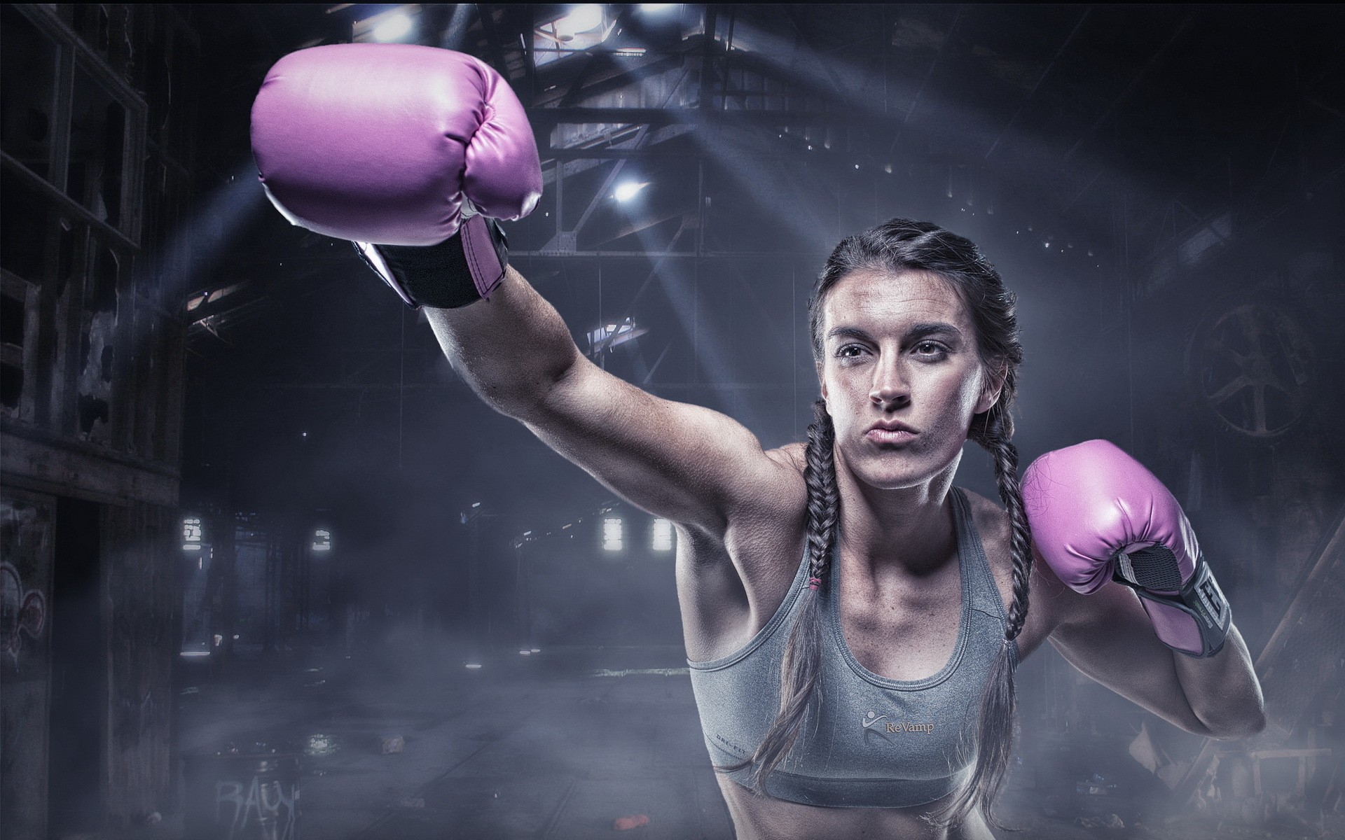 Boxing Women Sports Boxing Gloves HDR Sun Rays 1920x1200