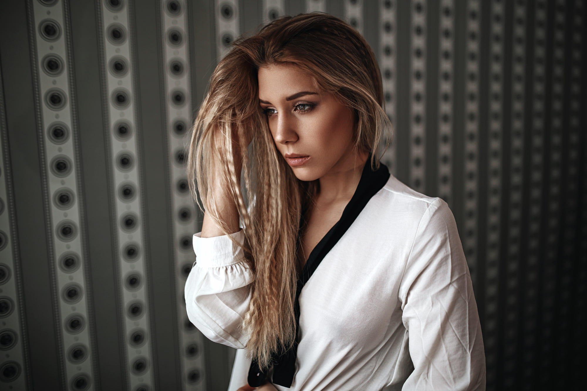 Heiko Klingele Photography Model Women Blonde White Shirt Face 2000x1333