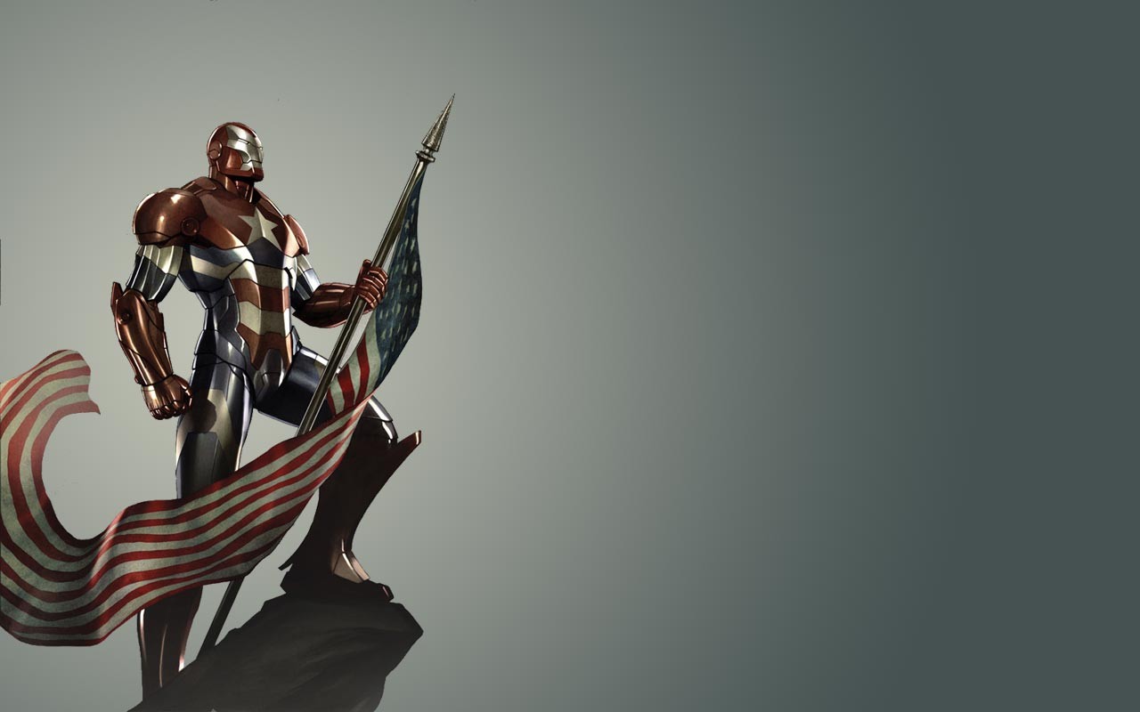Marvel Comics Iron Patriot Flag American Flag Simple Background Artwork 1280x800