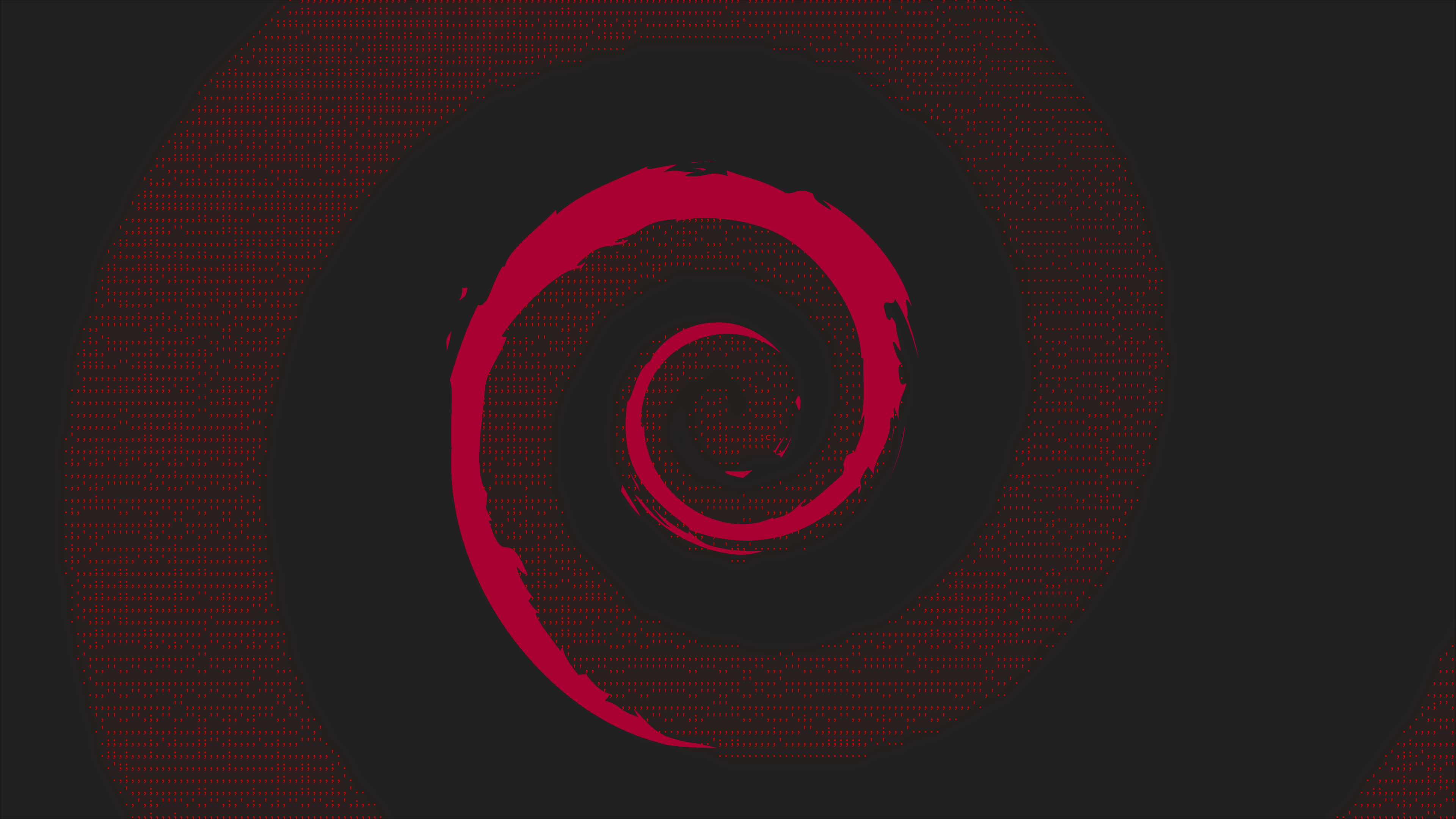 Debian Linux Minimalism Material Minimal Neon Glow ASCii Art Text Material Style Red 3840x2160