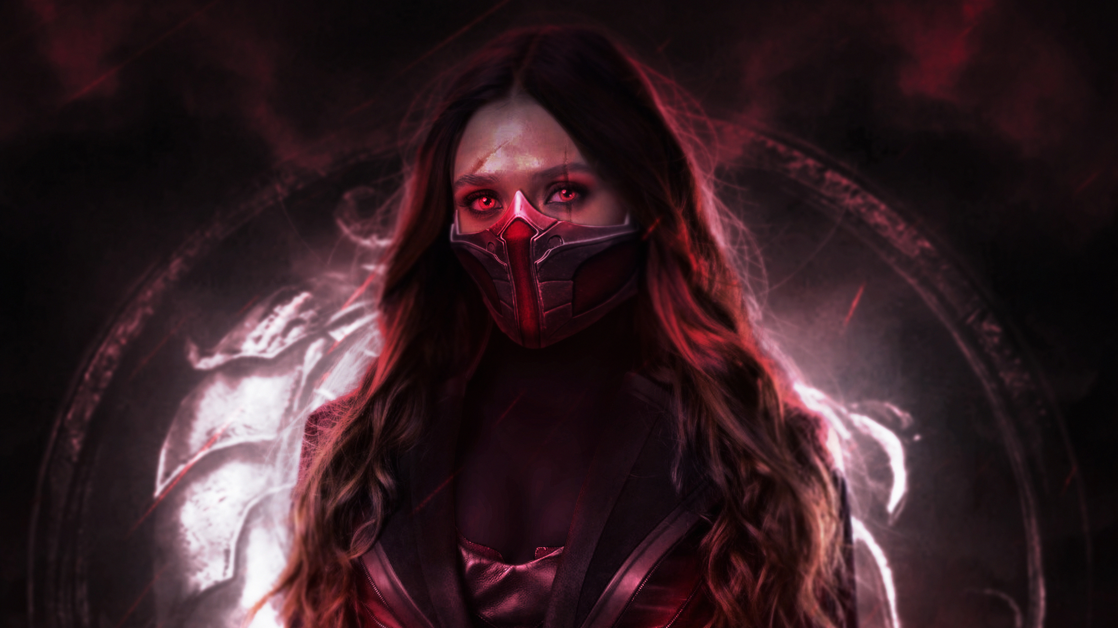 Digital Digital Art Artwork Skarlet Women Fantasy Girl Adobe Photoshop Retouching Red Mask Face Mask 3840x2160